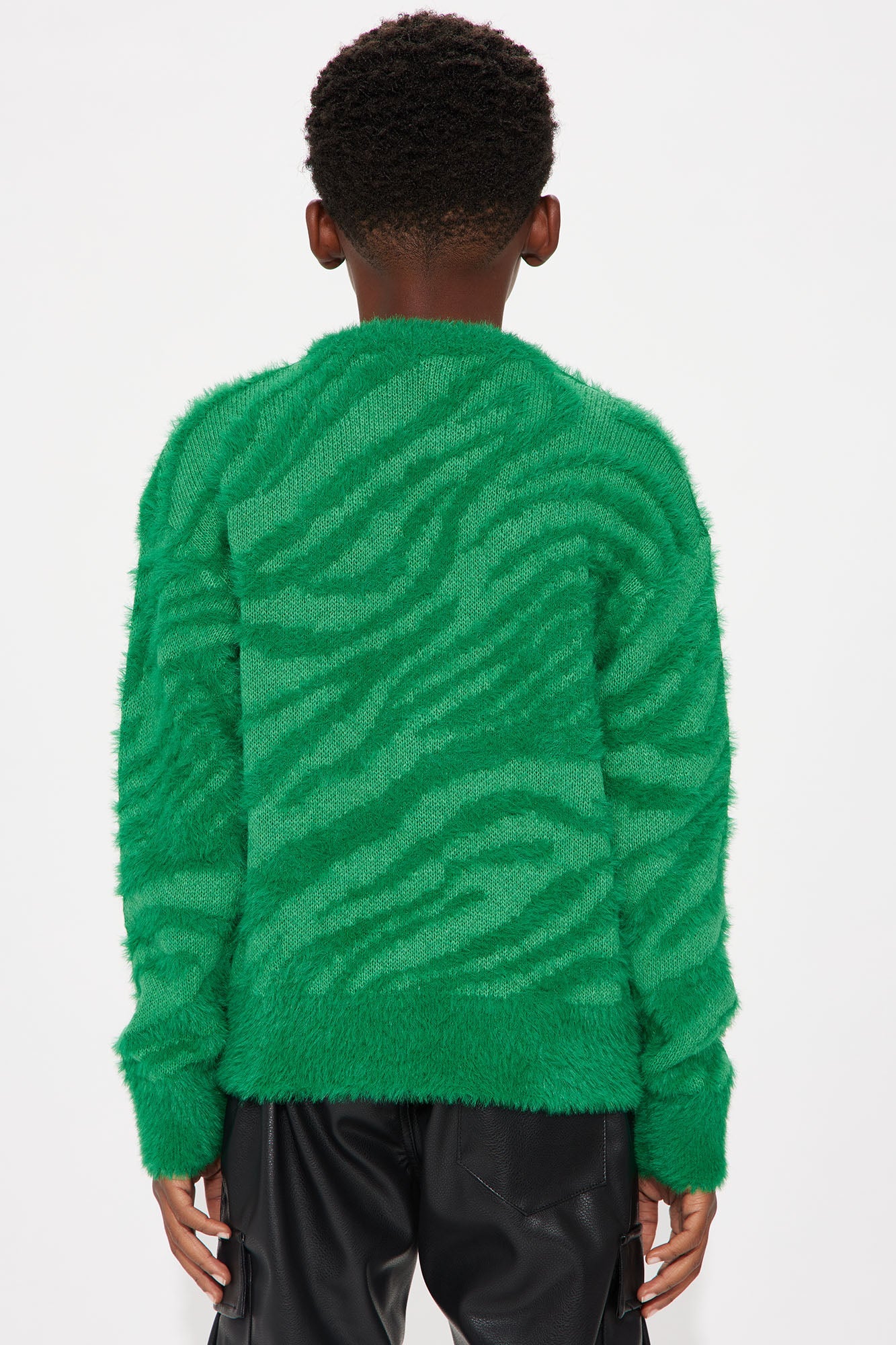 Mini Textured Crewneck Sweater - Green