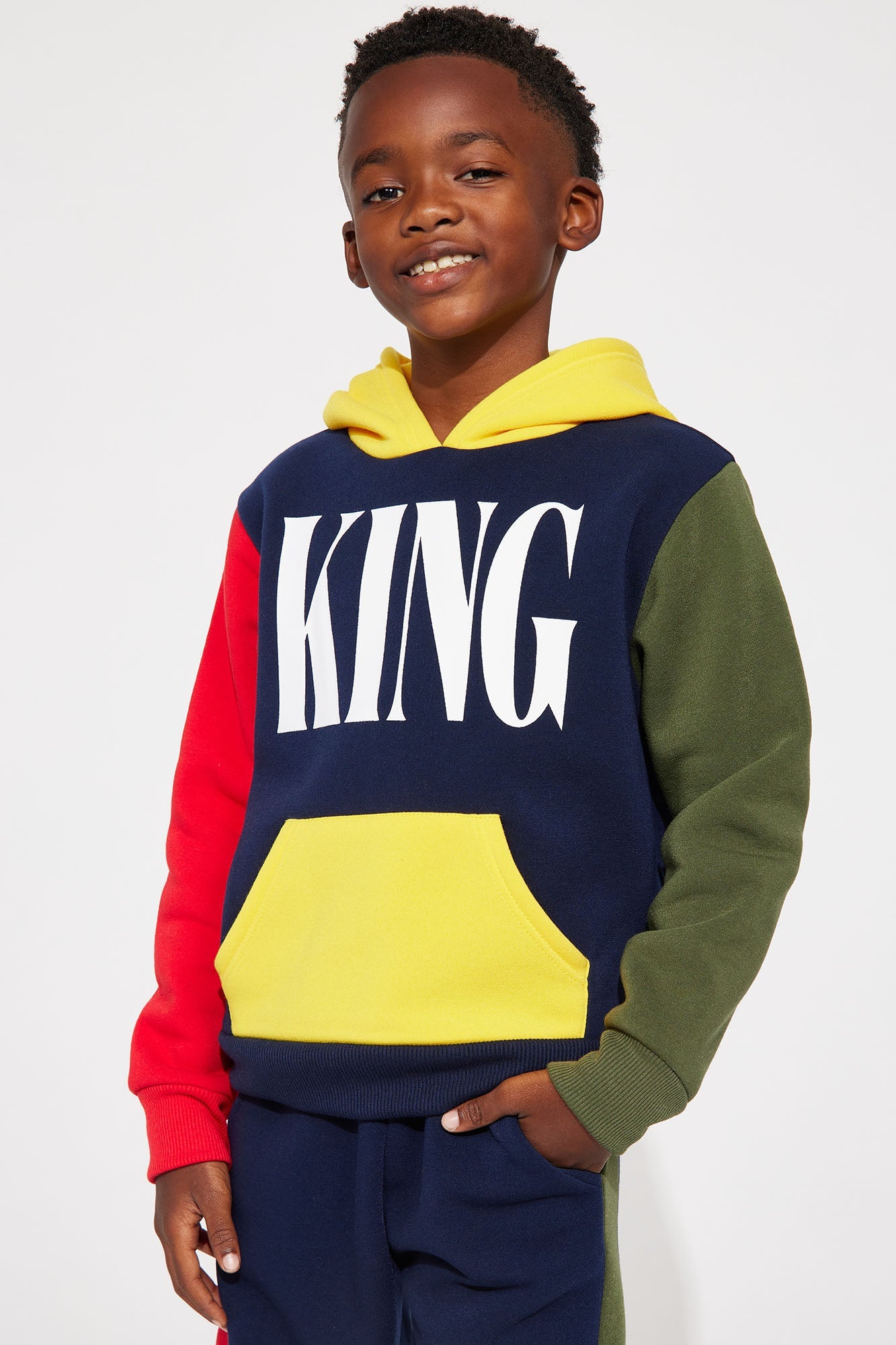 Mini King Lifestyle Colorblock Fleece Pant Set - Navy