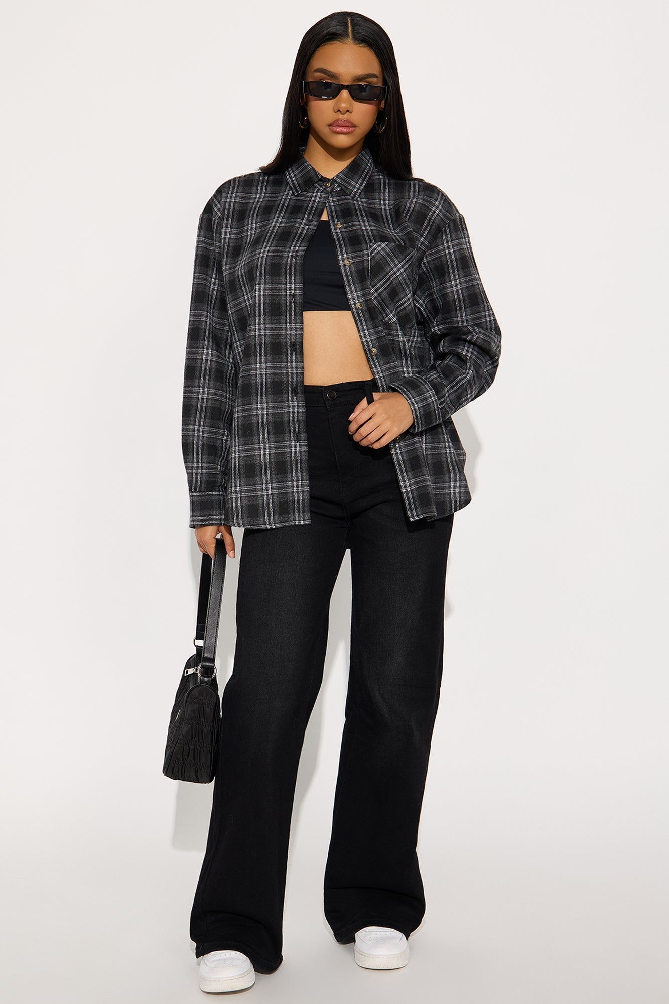 Where You At Flannel Plaid Shirt - Black/combo