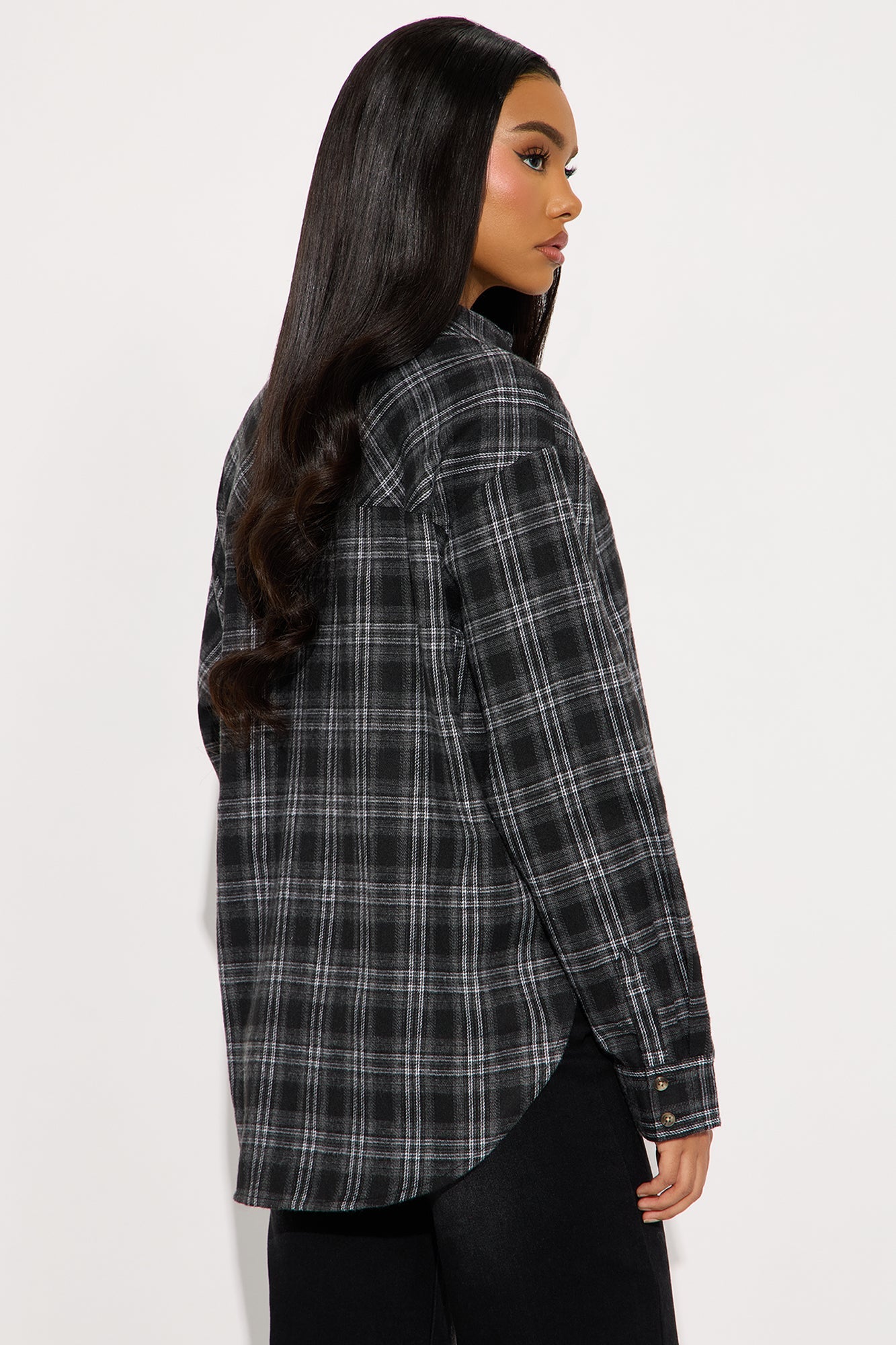 Where You At Flannel Plaid Shirt - Black/combo