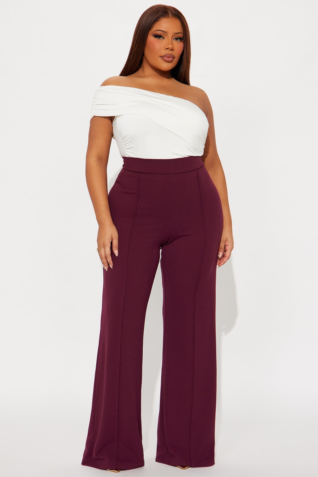 Victoria High Waisted Dress Pants - Burgundy