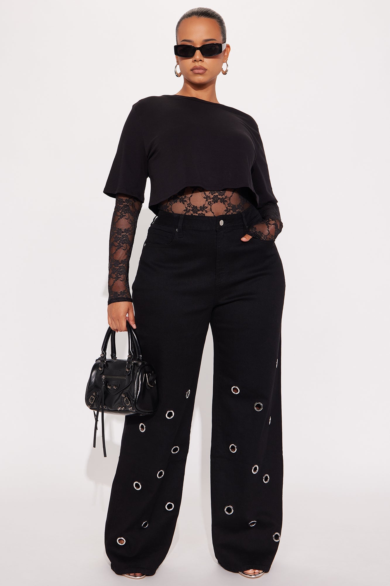 Talking In Circles Wide Leg Pant 34″ - Black