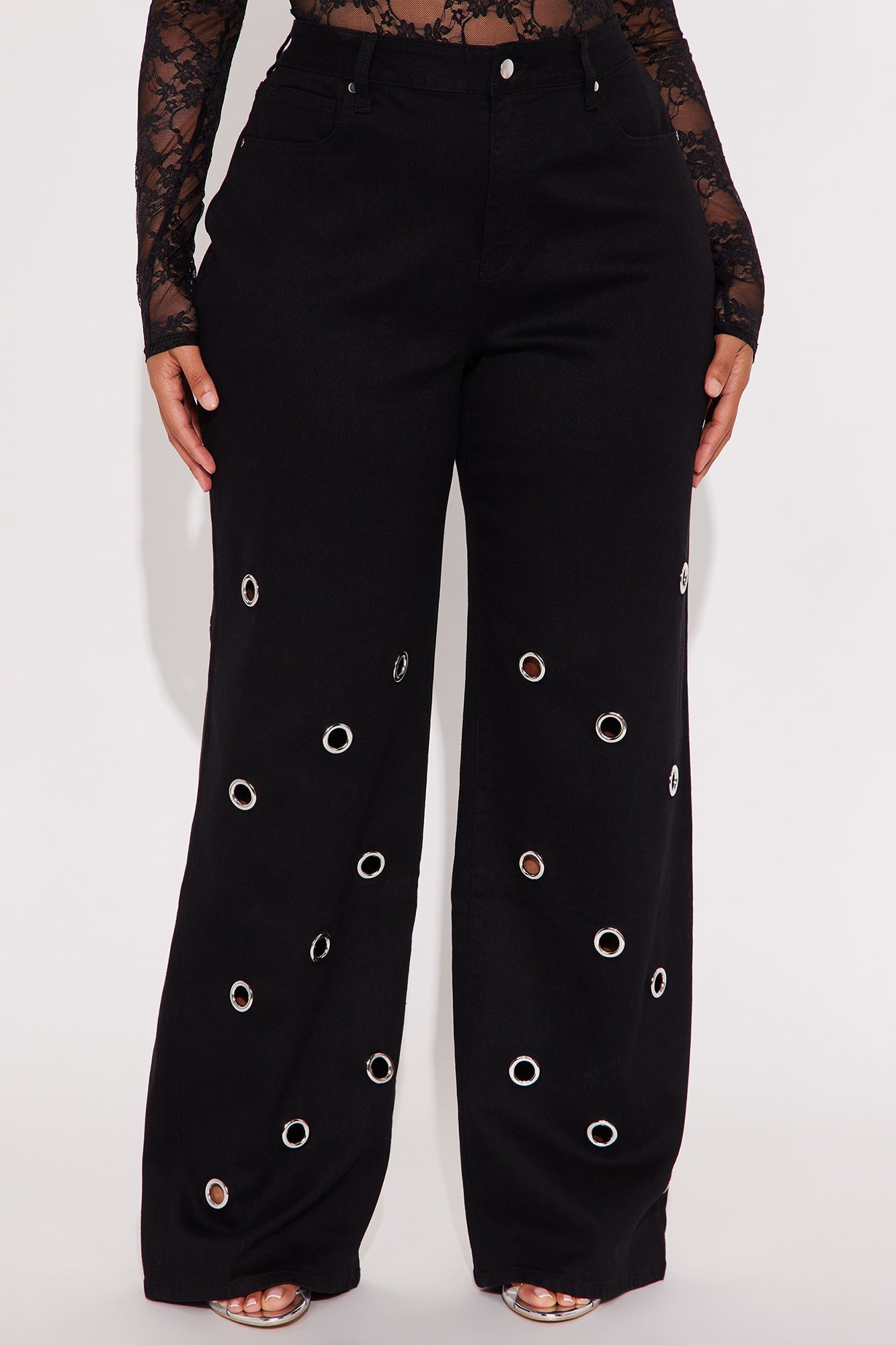 Talking In Circles Wide Leg Pant 34″ - Black