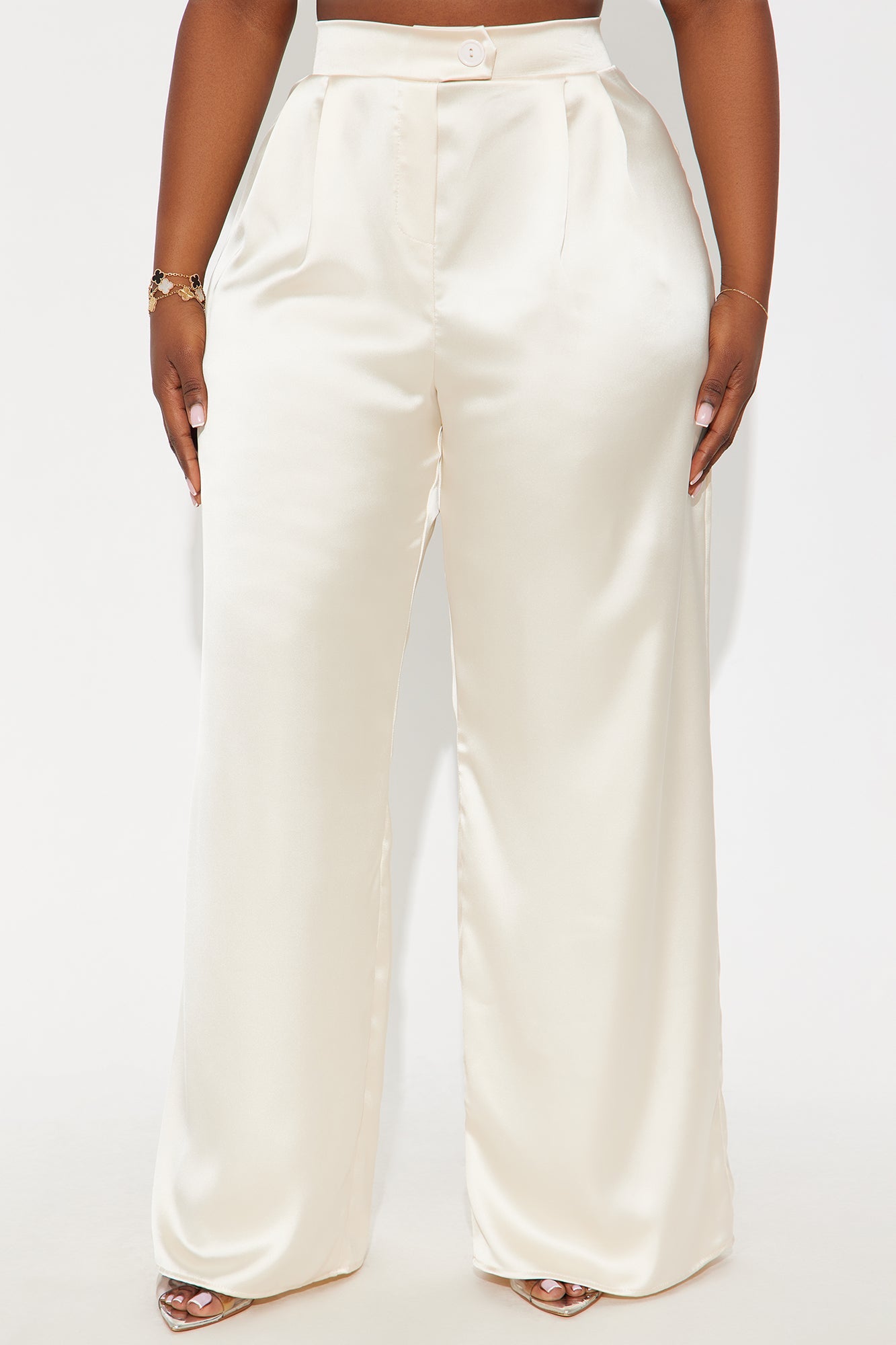 Tone It Down Satin Trouser - Cream