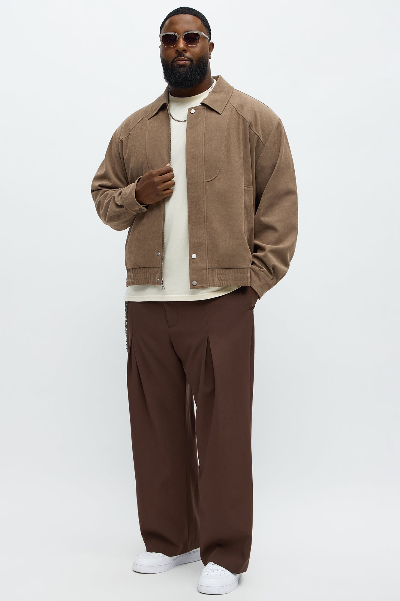 Side Street Paneled Bomber Jacket - Brown