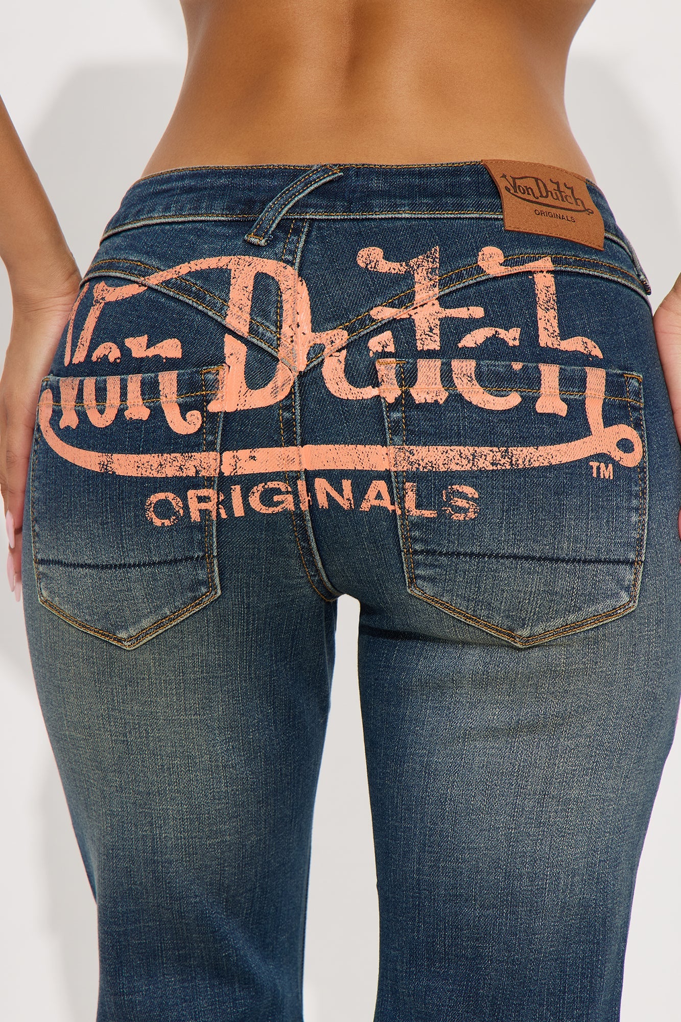 Von Dutch Tint Low Rise Flare Jeans - Dark Wash