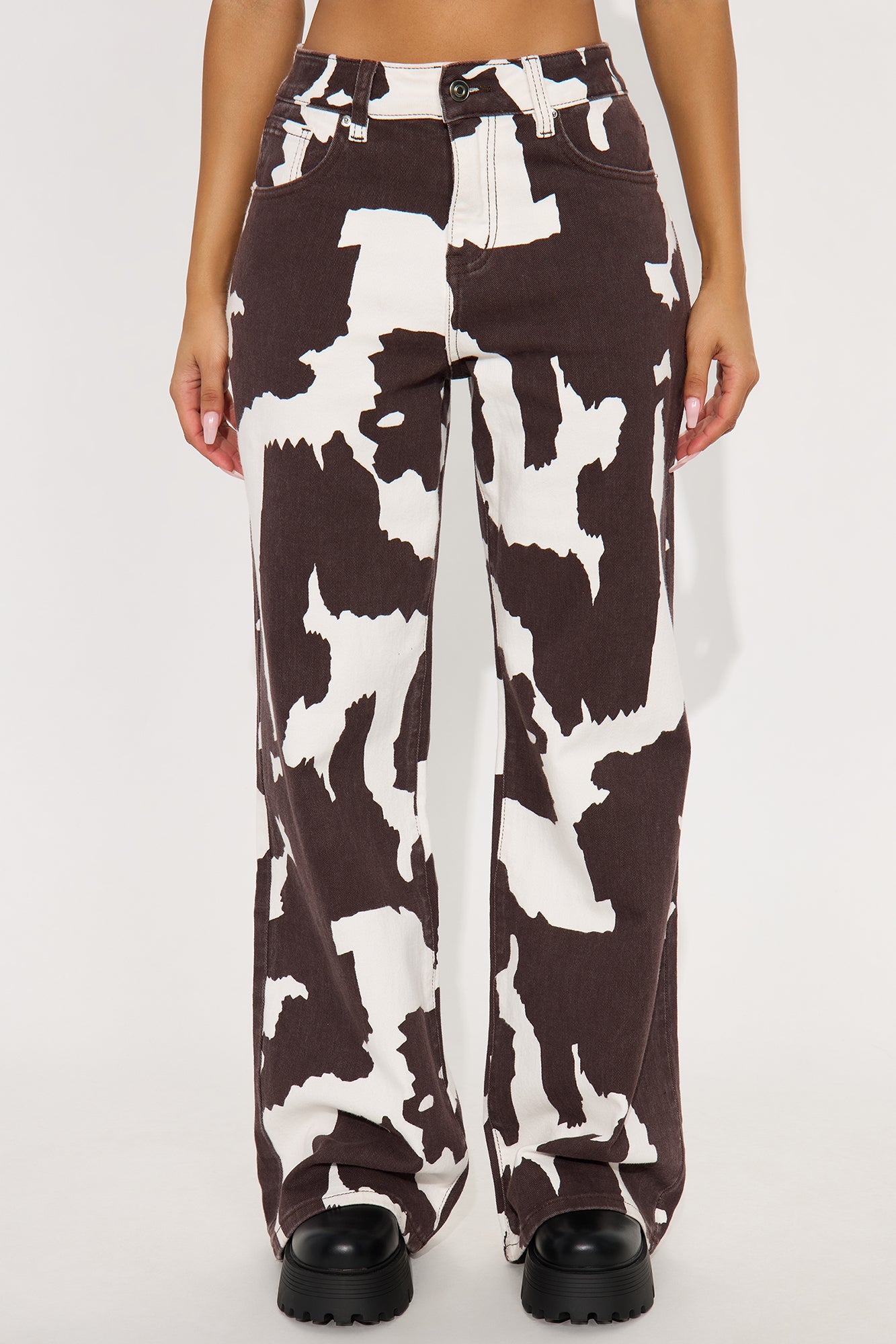Montana Wide Leg Jeans - Brown/combo