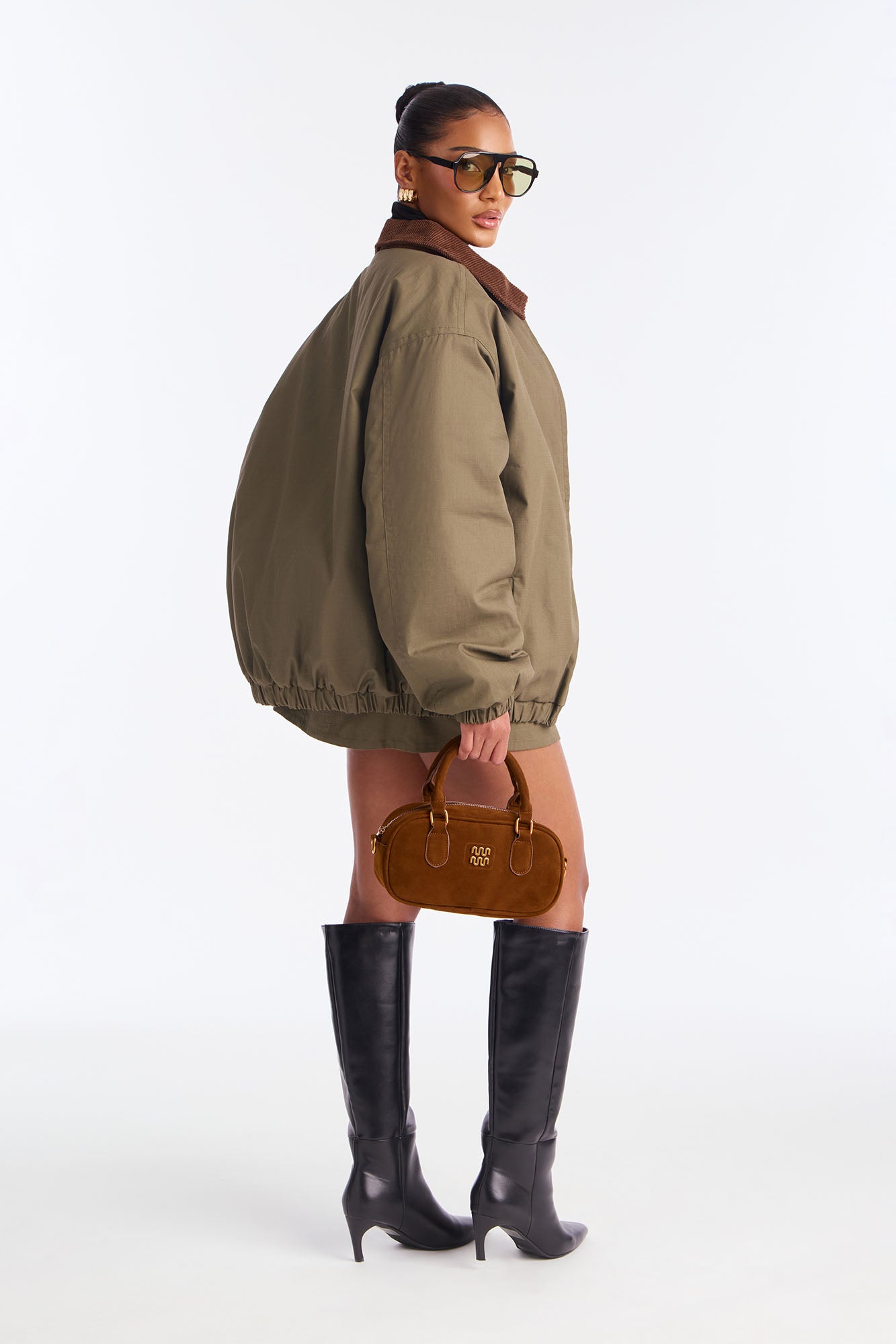 Amaya Jacket Mini Skirt Set - Olive