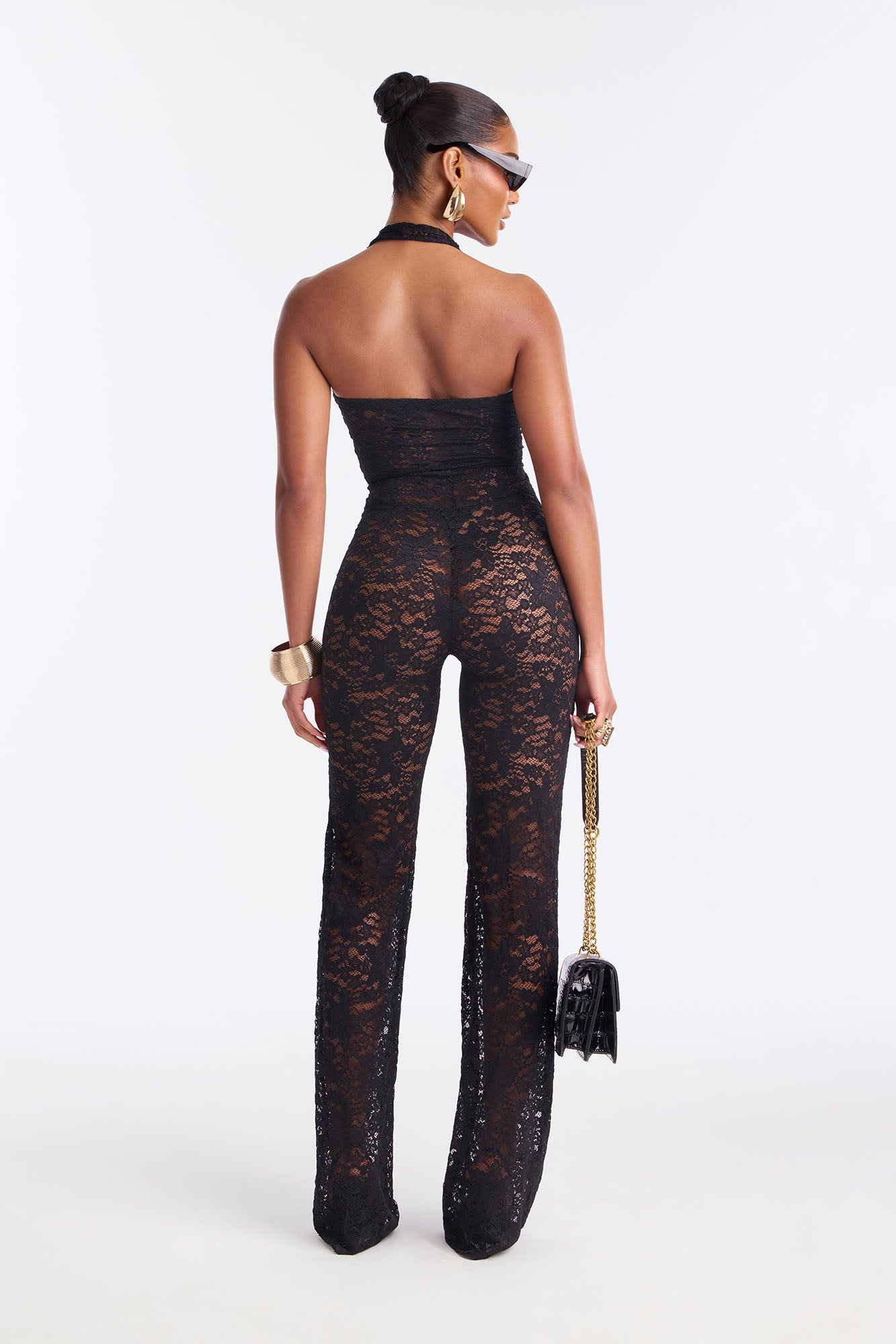 Love To Like Sheer Lace Jumpsuit - Black