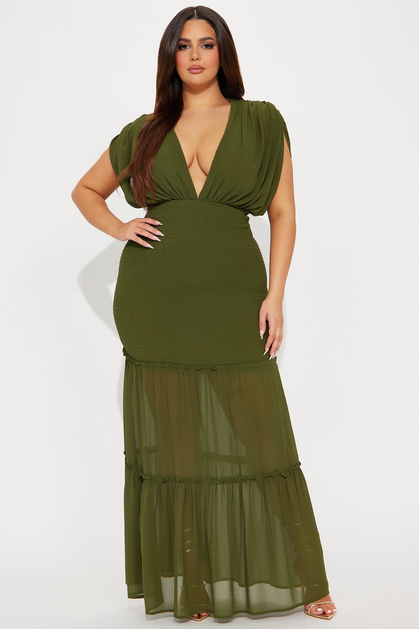 Sienna Chiffon Maxi Dress - Olive