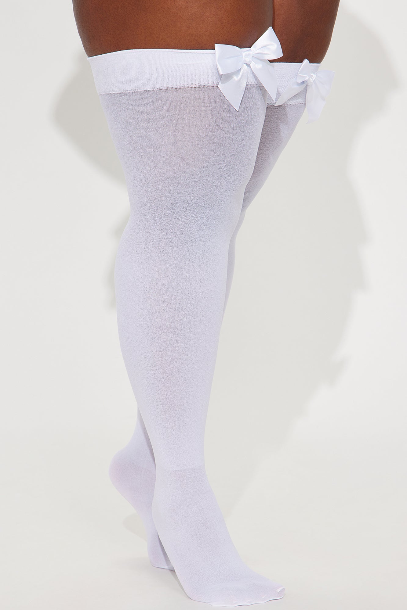 Sweet Desires Sheer Bow Thigh Highs - White