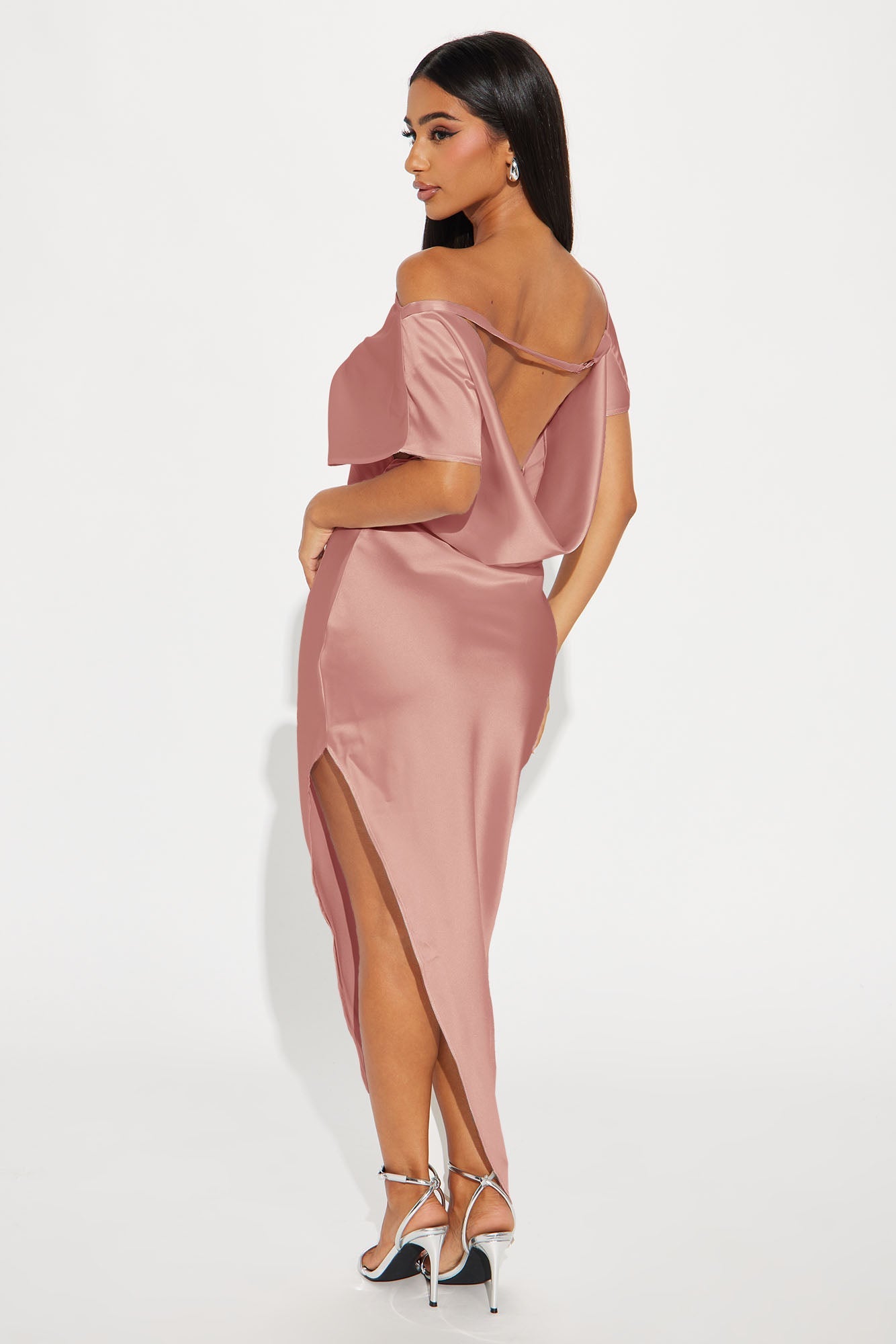 Serene Escape Satin Midi Dress - Mauve