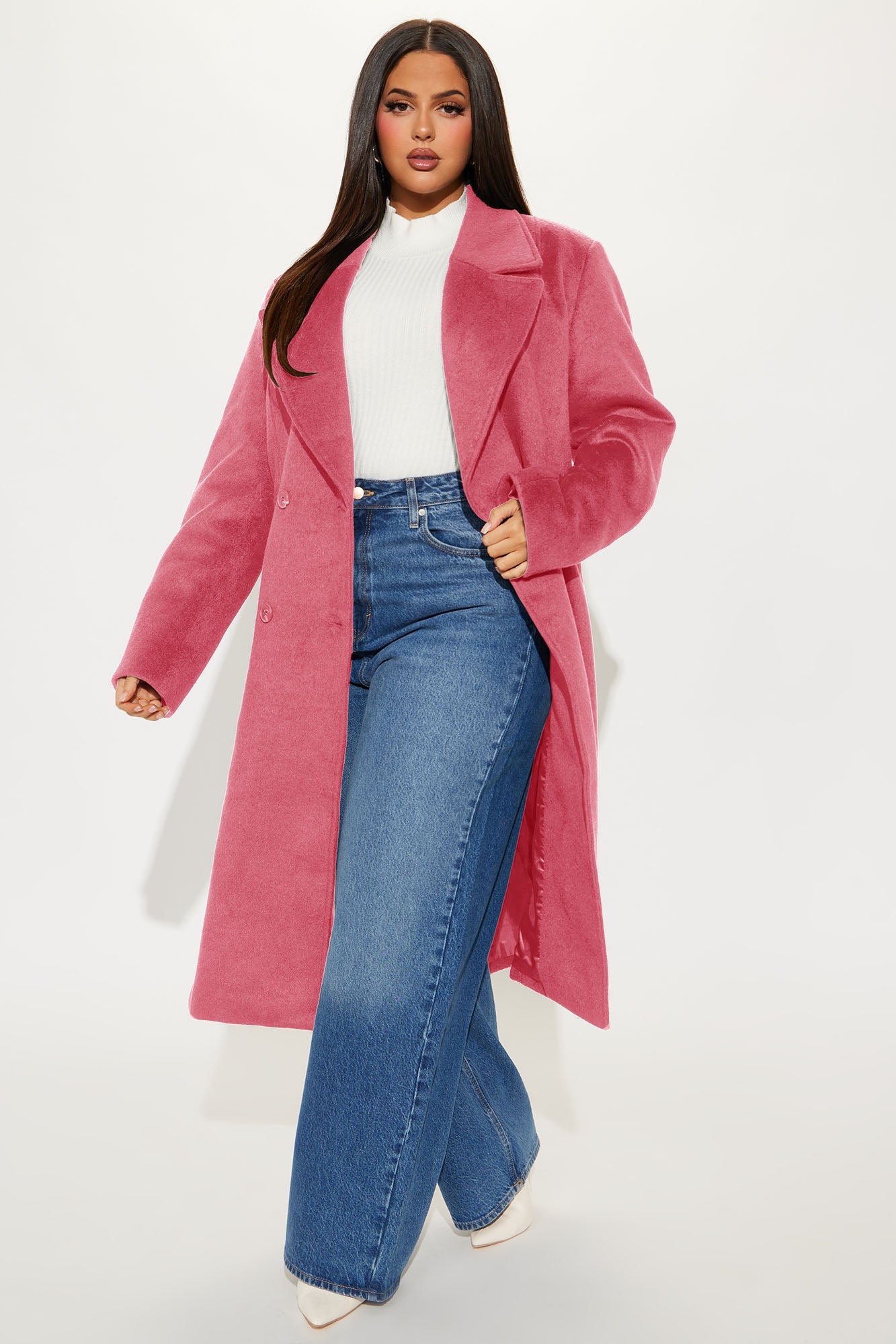 Melonie Wool Trench Coat - Bubblegum Pink