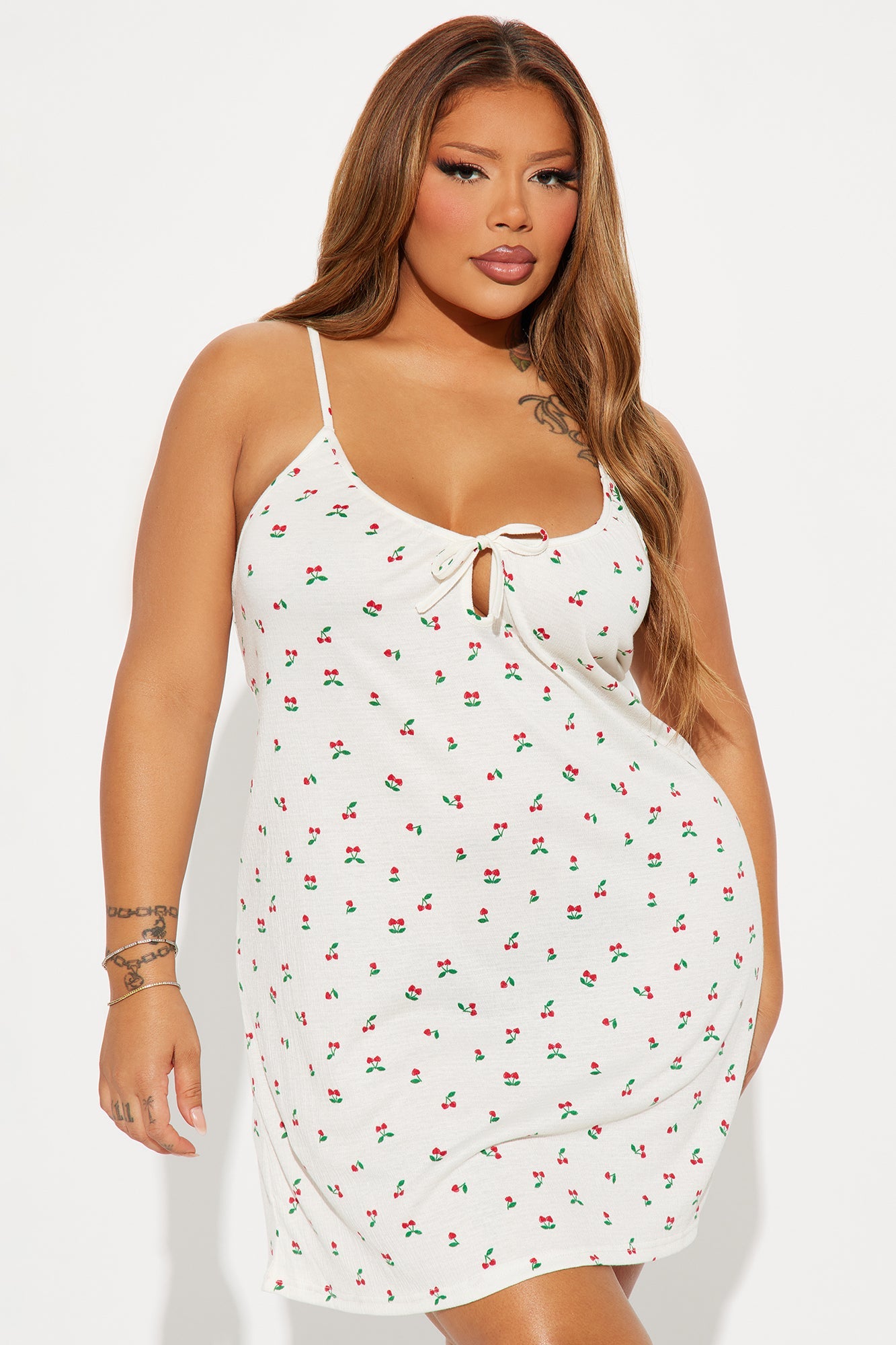 Cherry Cutie Cami PJ Sleep Dress - White/combo