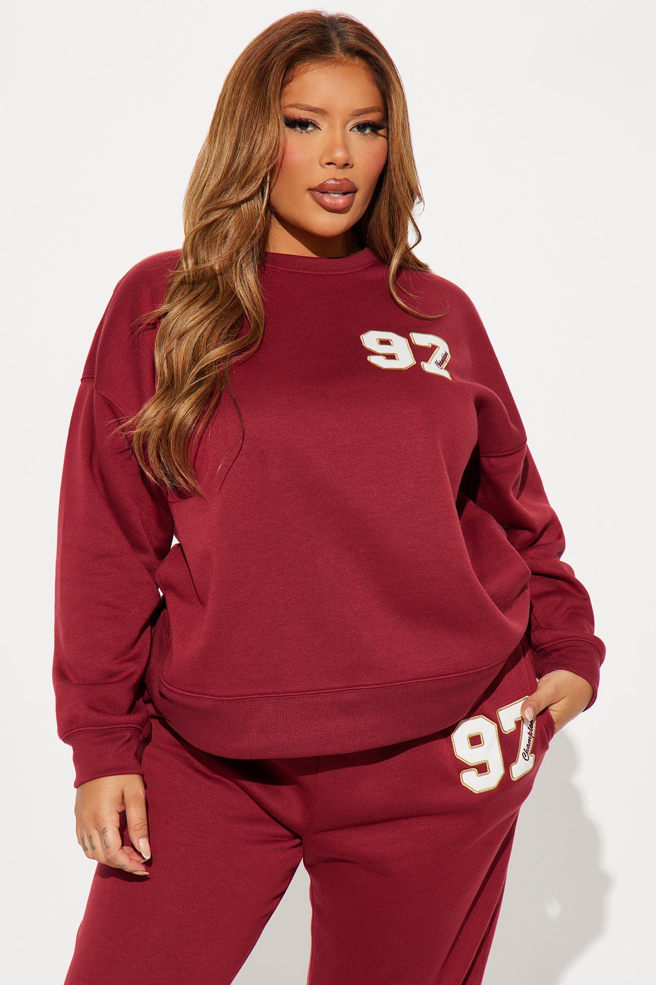 Low Key Fleece Jogger Set - Burgundy