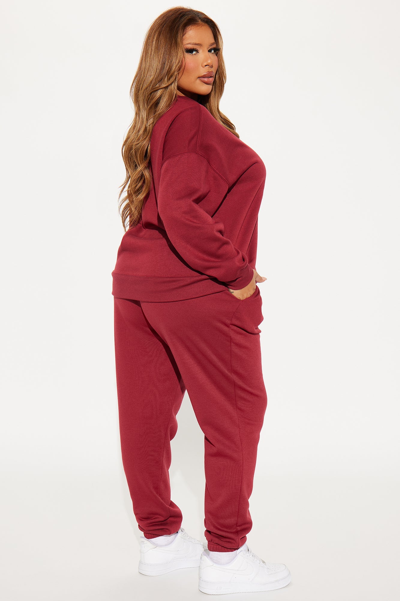 Low Key Fleece Jogger Set - Burgundy
