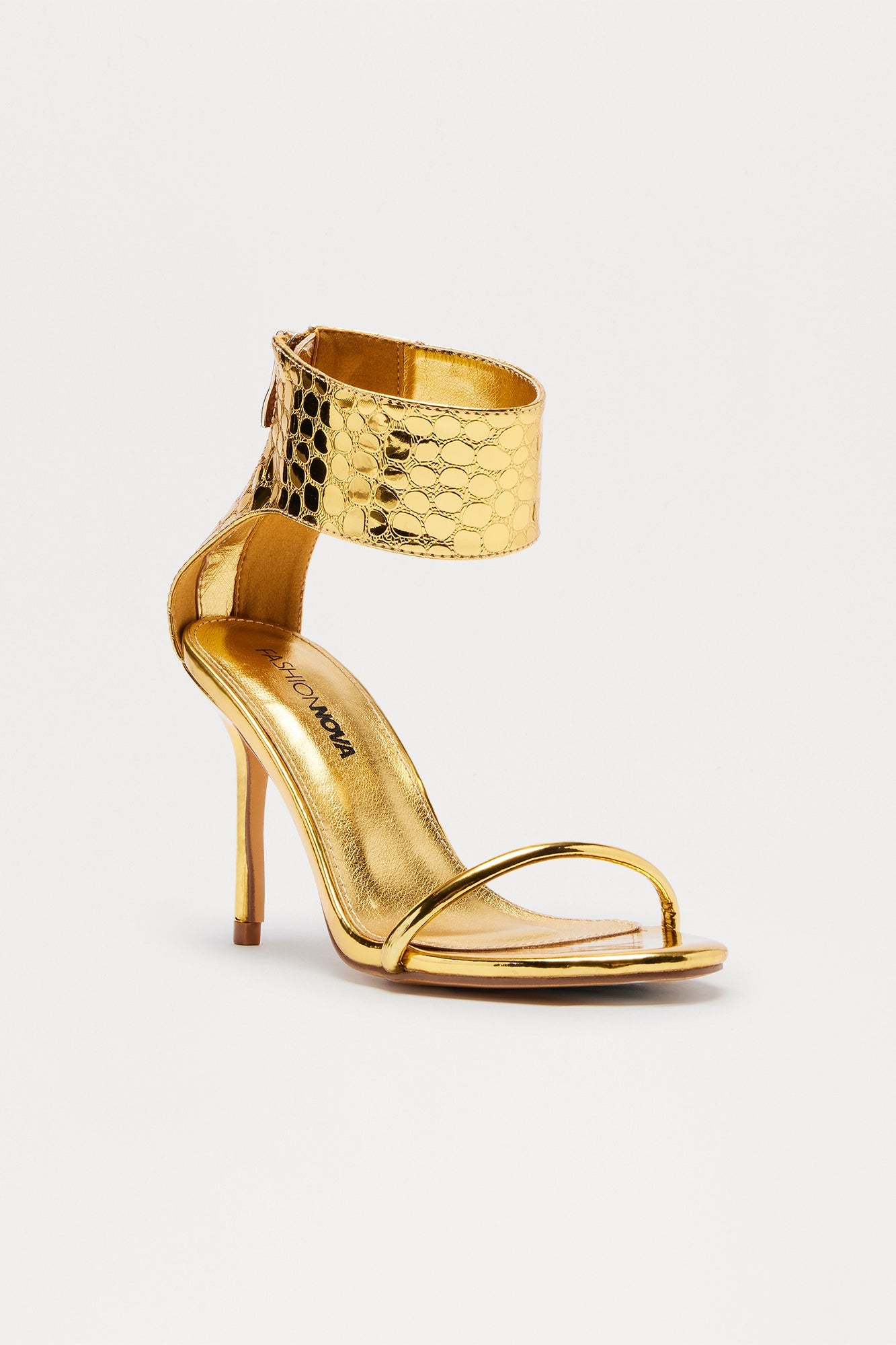 Amaze Metallic Ankle Strap Heels - Gold