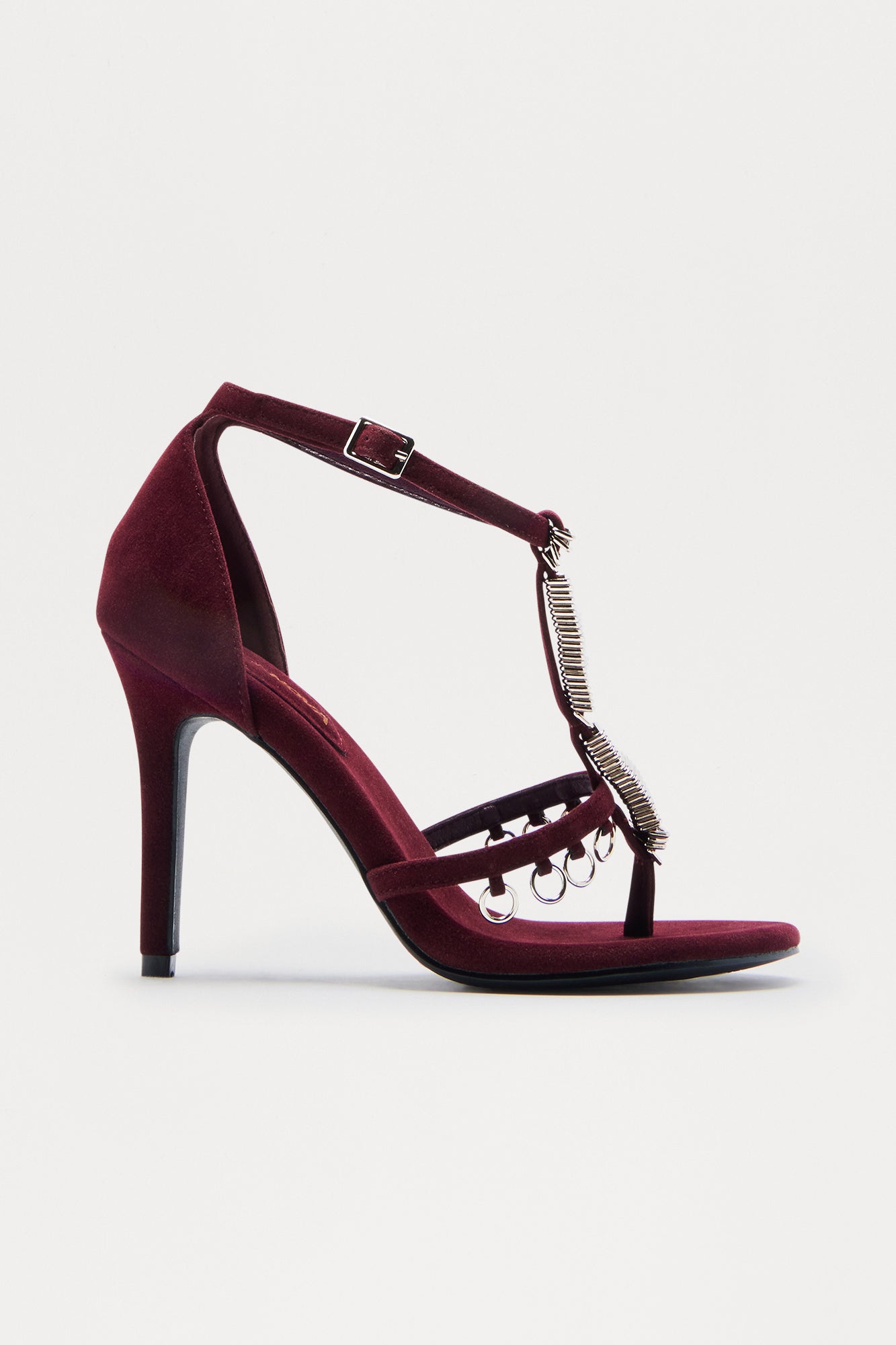 Plotline Hardware Thong Heels - Burgundy