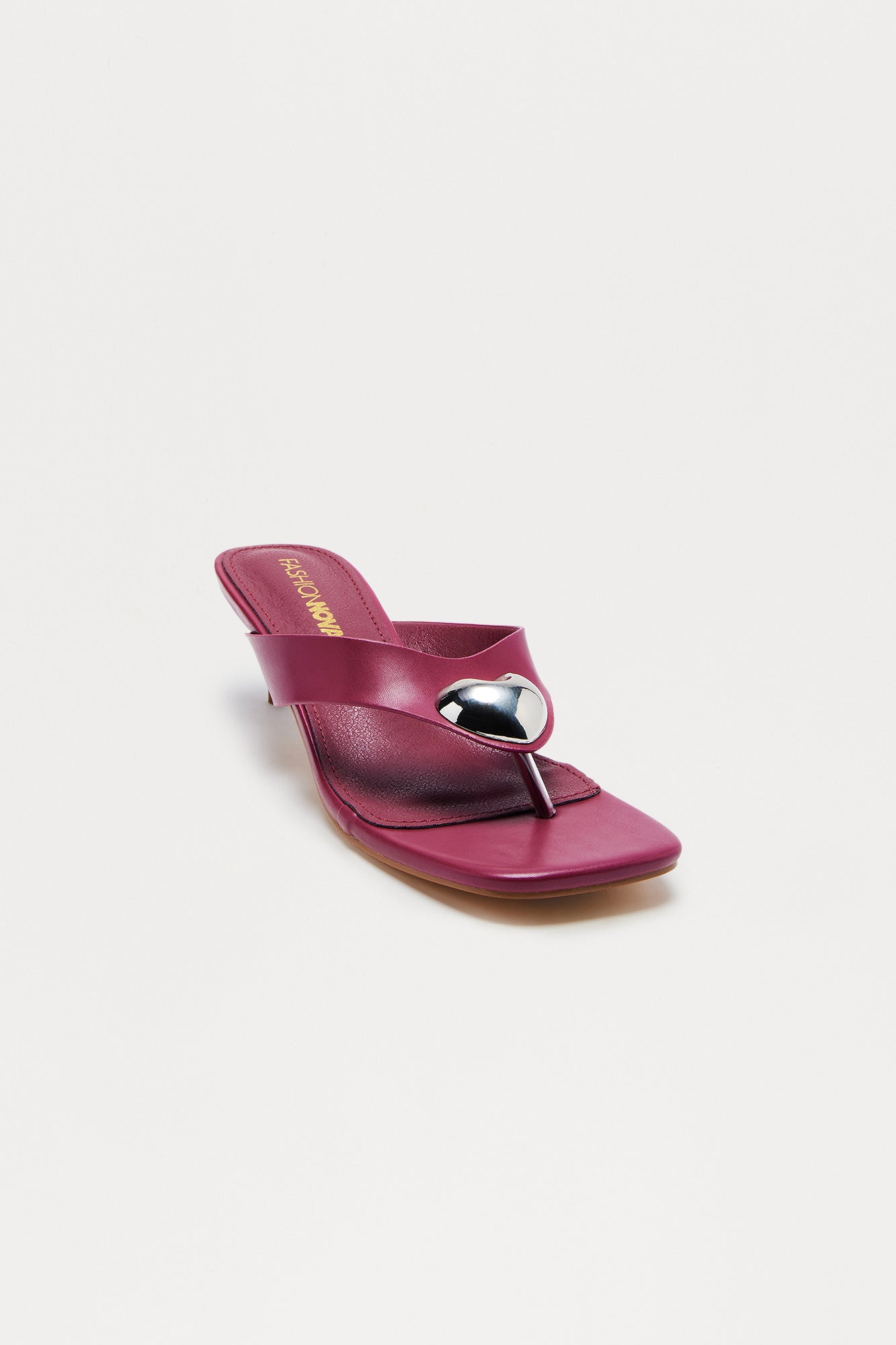 Taye Heart Thong Mules - Burgundy
