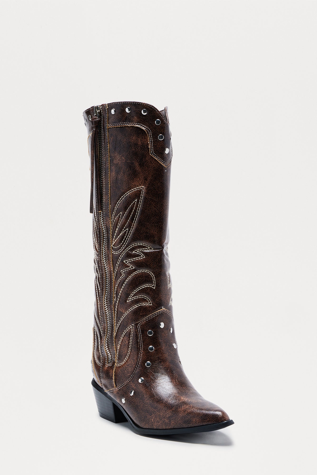 Parton Studded Cowboy Boots - Brown