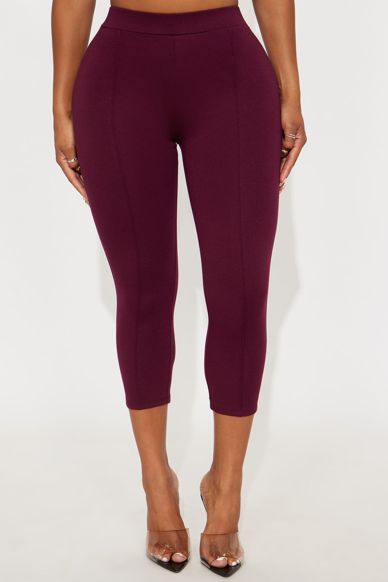 Daniella Pintuck Ponte Capri Legging - Burgundy