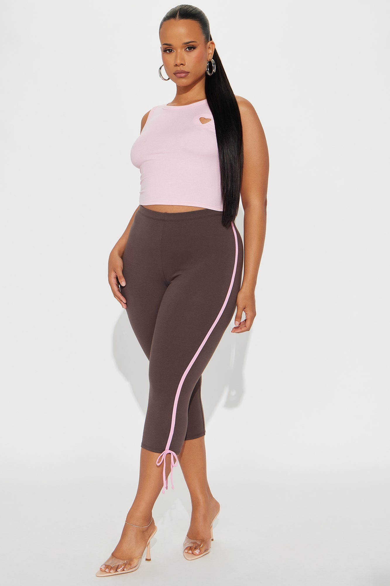 Lana Striped Capri Legging - Brown/combo