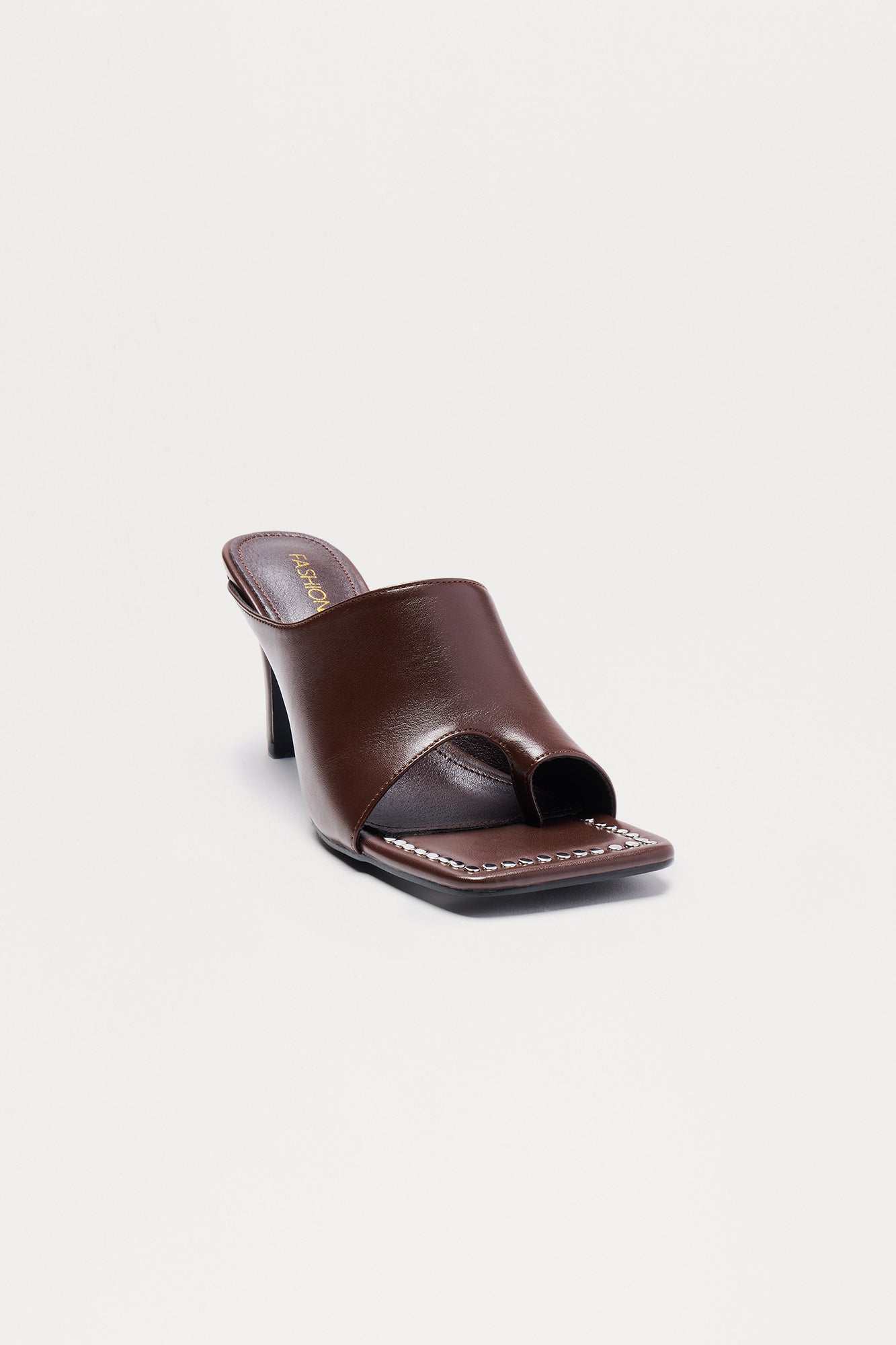 Brisa Studded Toe Ring Mules - Brown