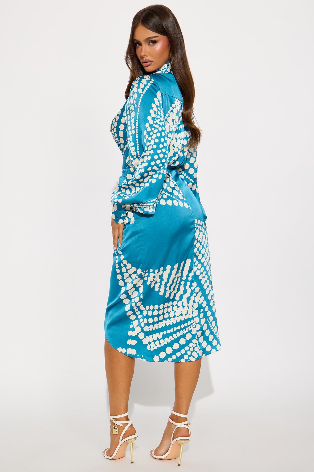 Glamour Days Satin Midi Dress - Blue/combo