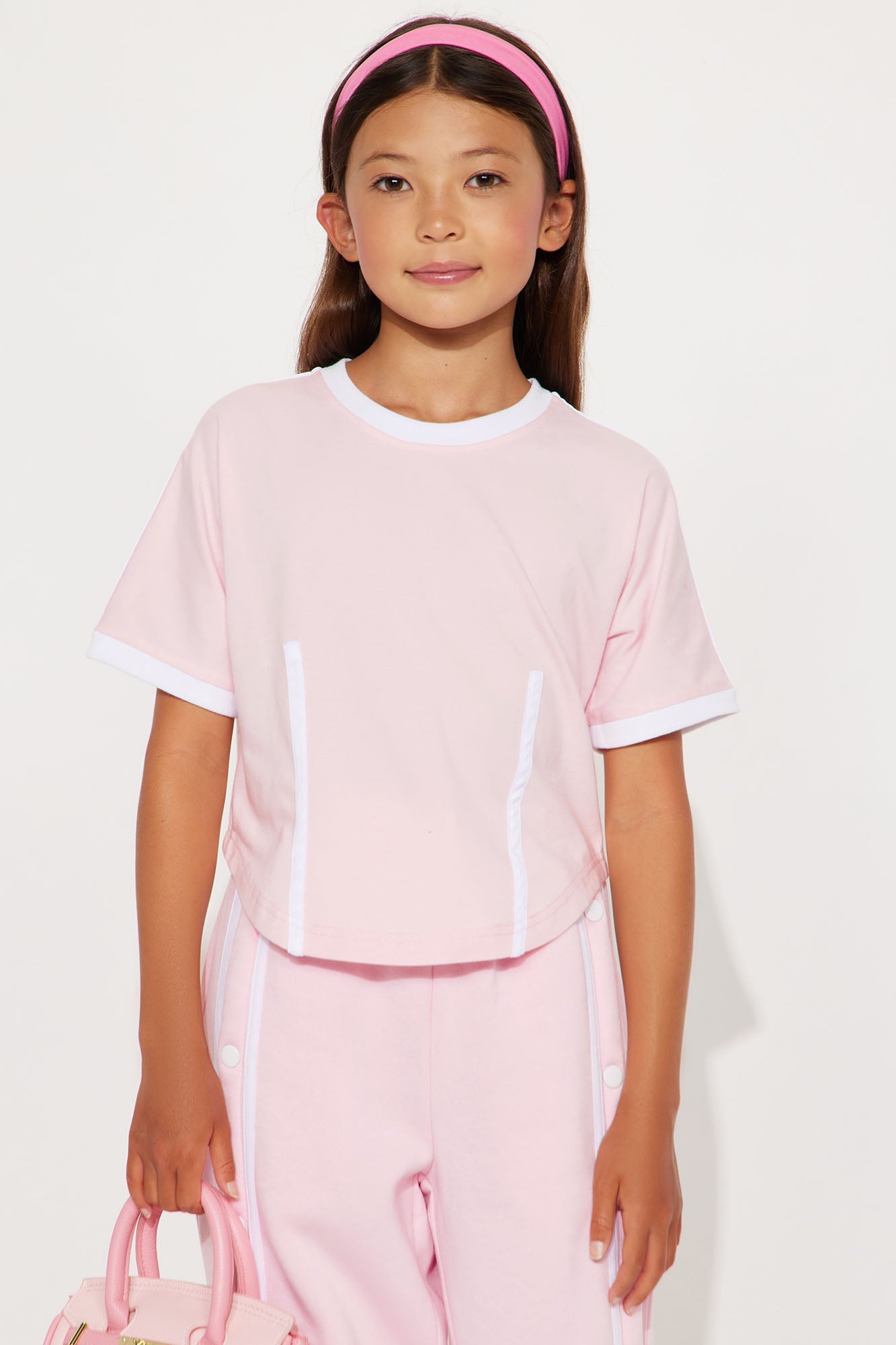 Mini Sara Fleece Track Pant Set - Pink