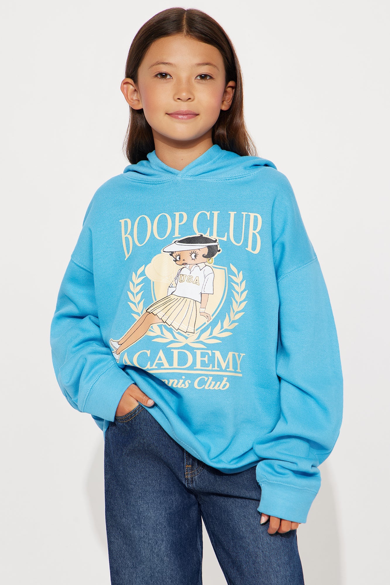 Mini Betty Boop Tennis Club Hoodie - Light Blue