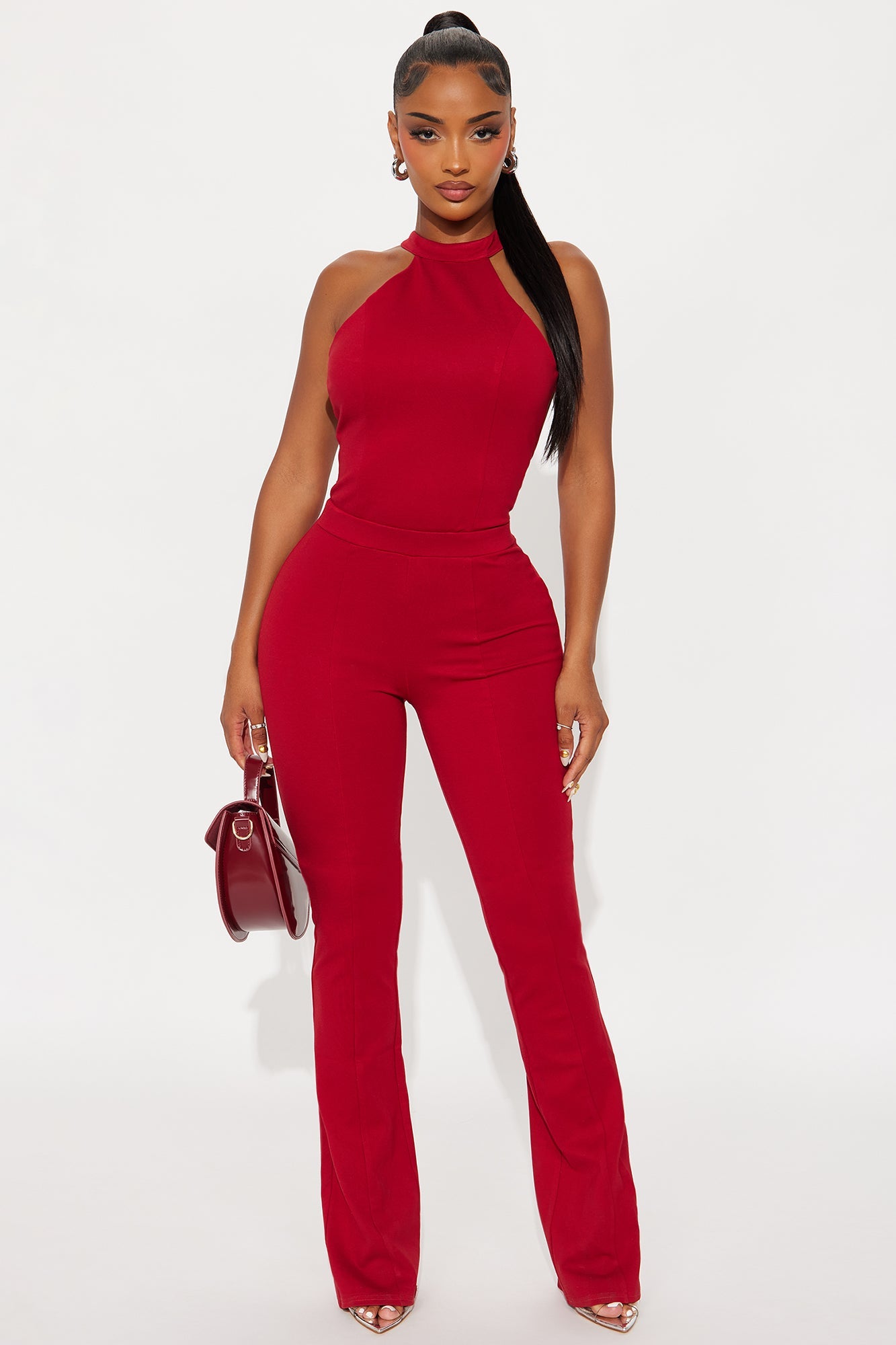 Leyla Ponte Halter Jumpsuit - Red