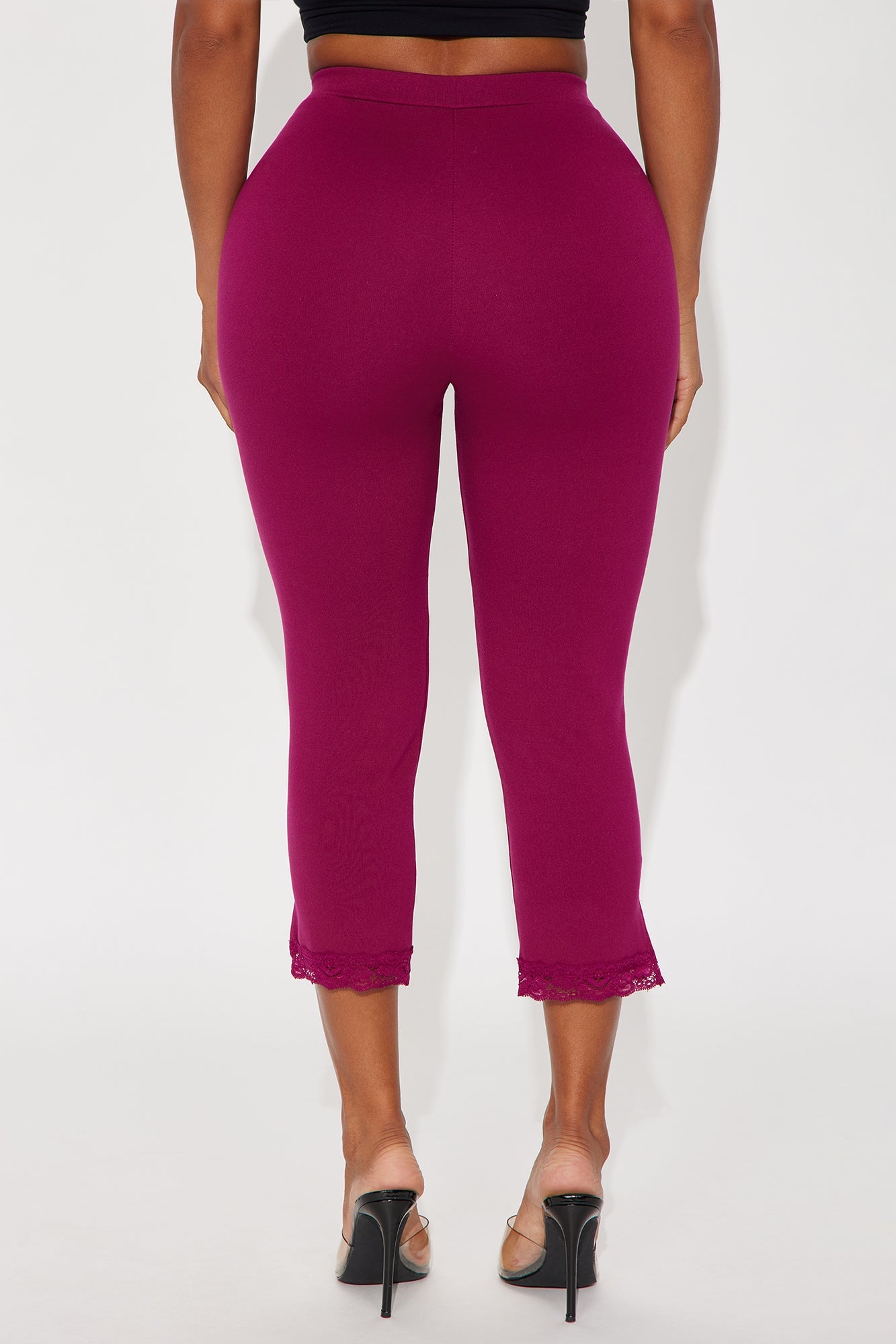 Swept Away Lace Trim Capri Legging - Raspberry