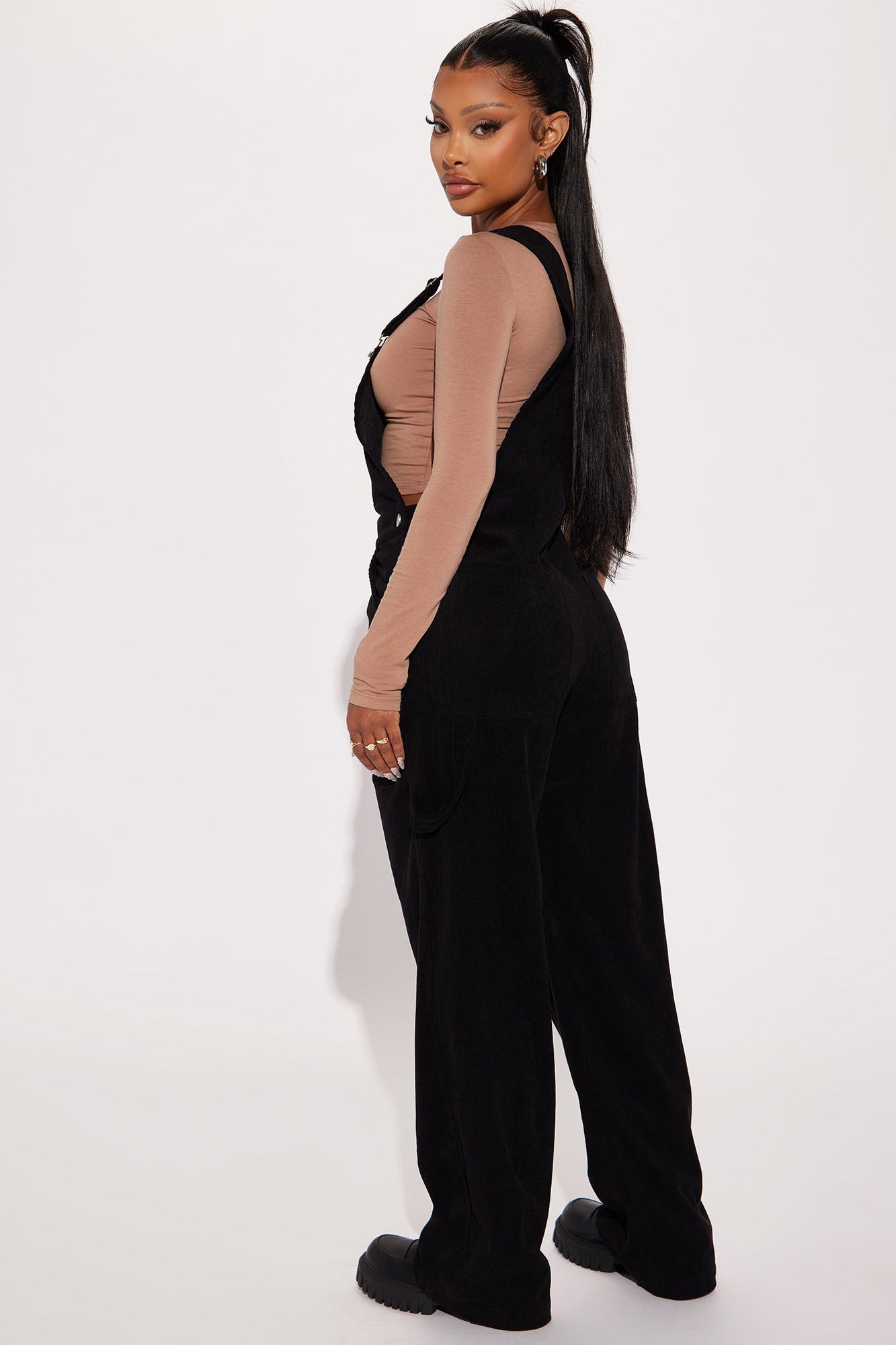Feel The Passion Corduroy Jumpsuit - Black