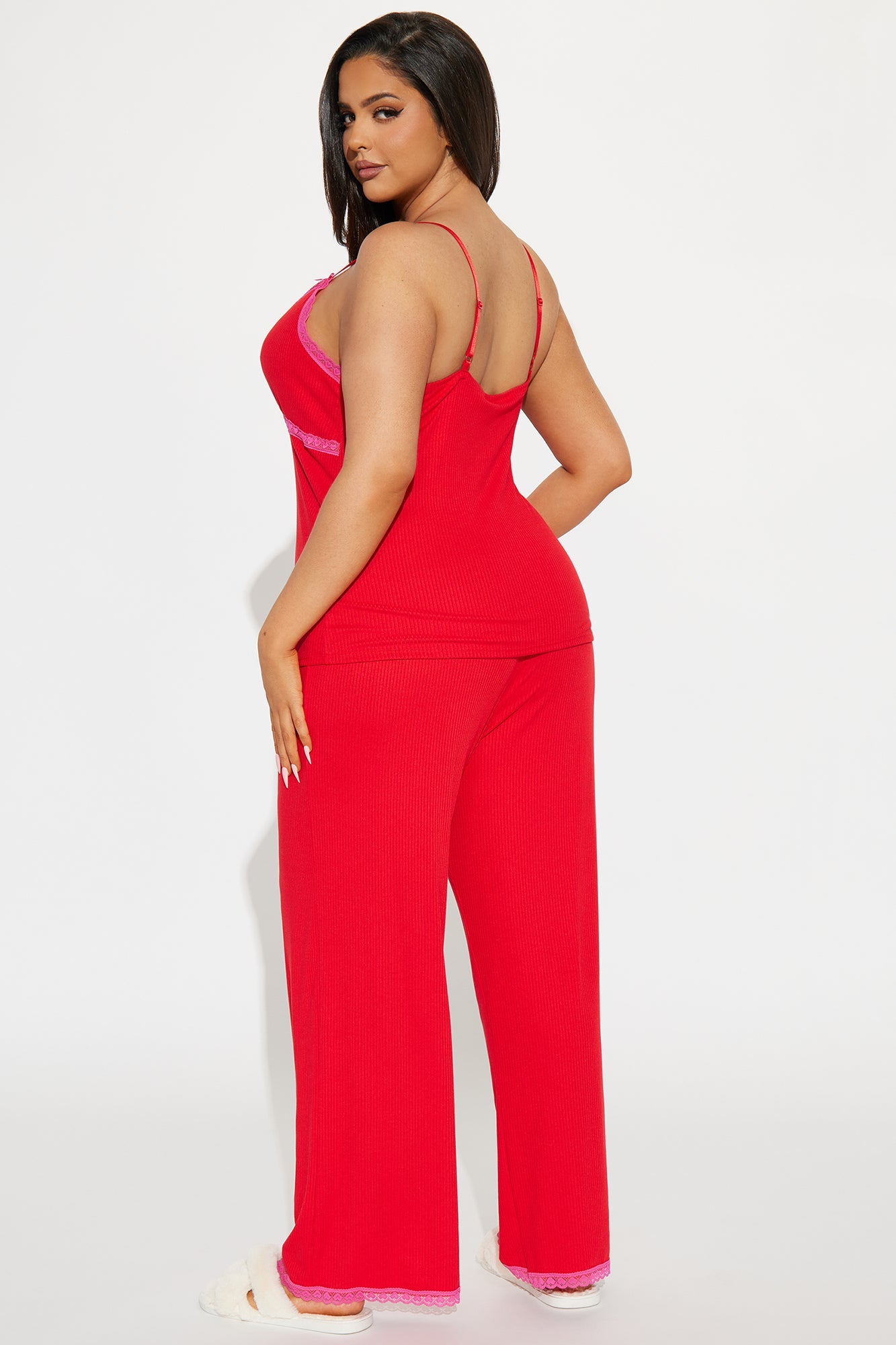 In Your Dreams Ribbed PJ Pant Set - Red