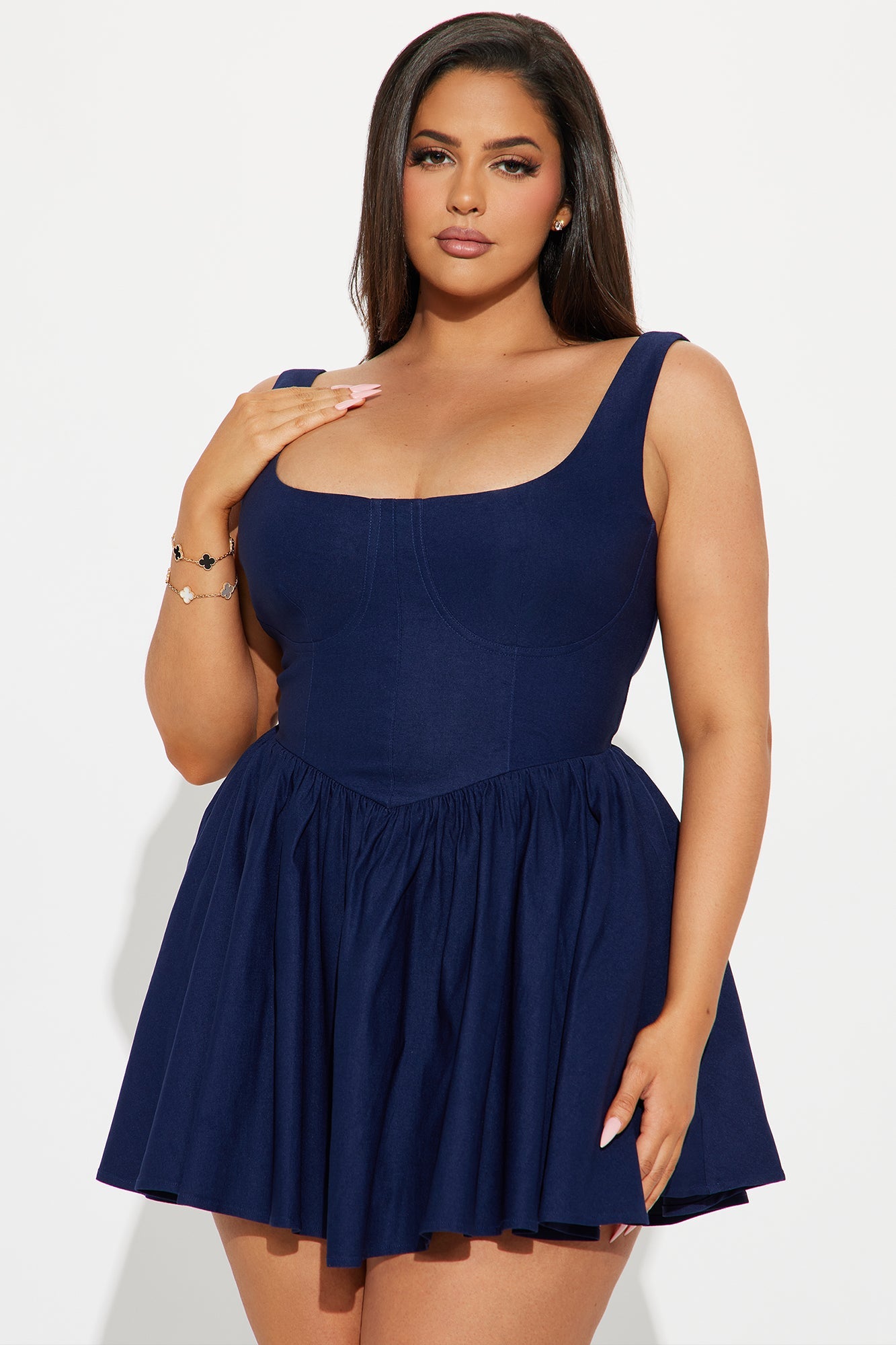 Valentine Twill Mini Dress - Navy