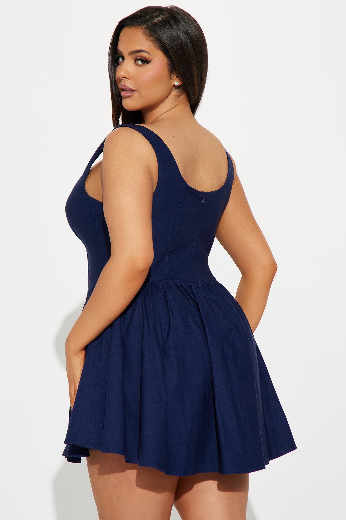 Valentine Twill Mini Dress - Navy