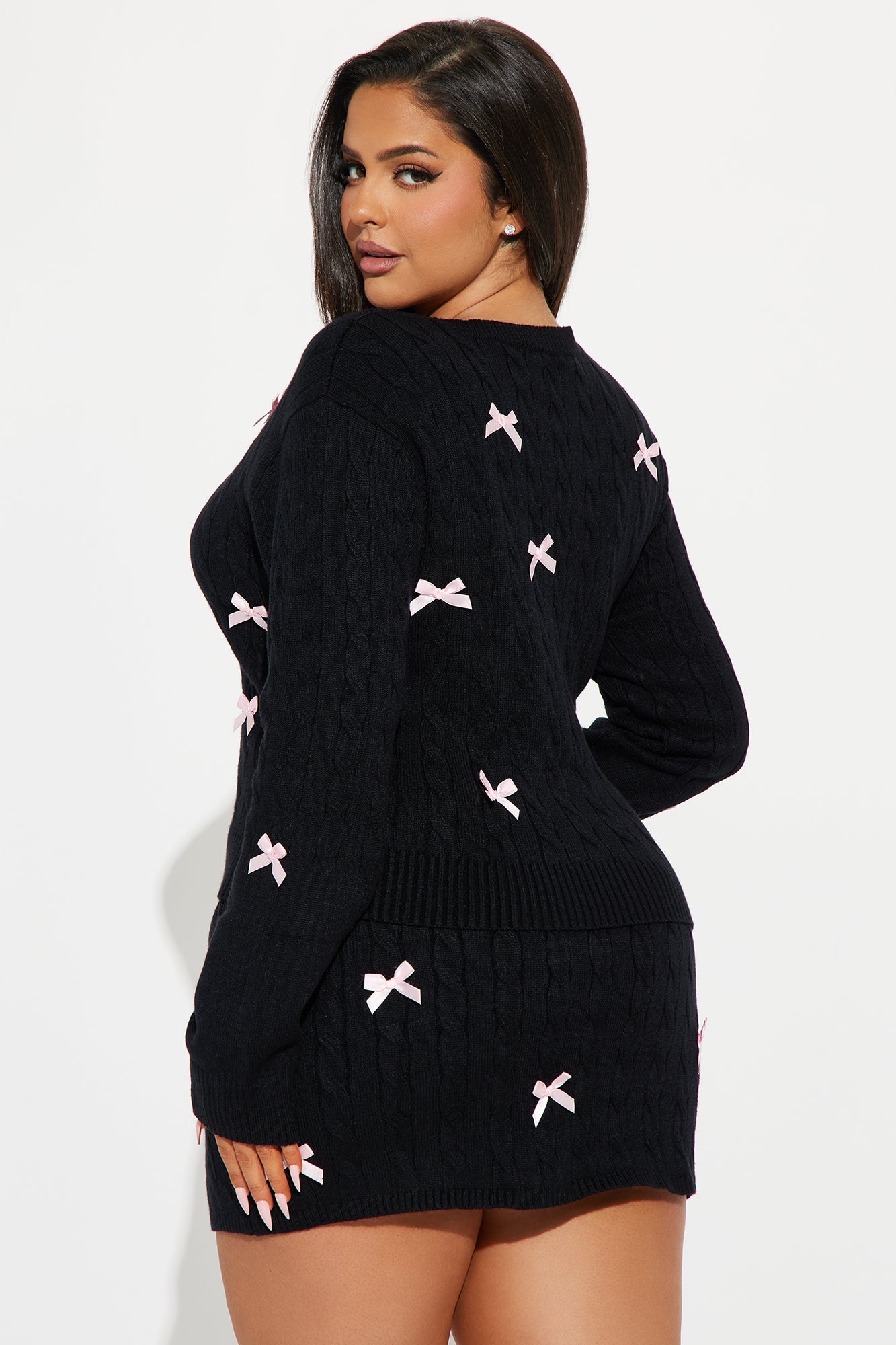 In My Bow Era Sweater Mini Skirt Set - Black