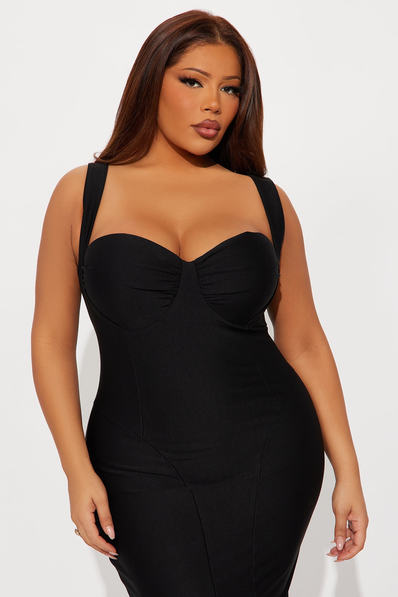 Lily Rosaline Midi Dress - Black