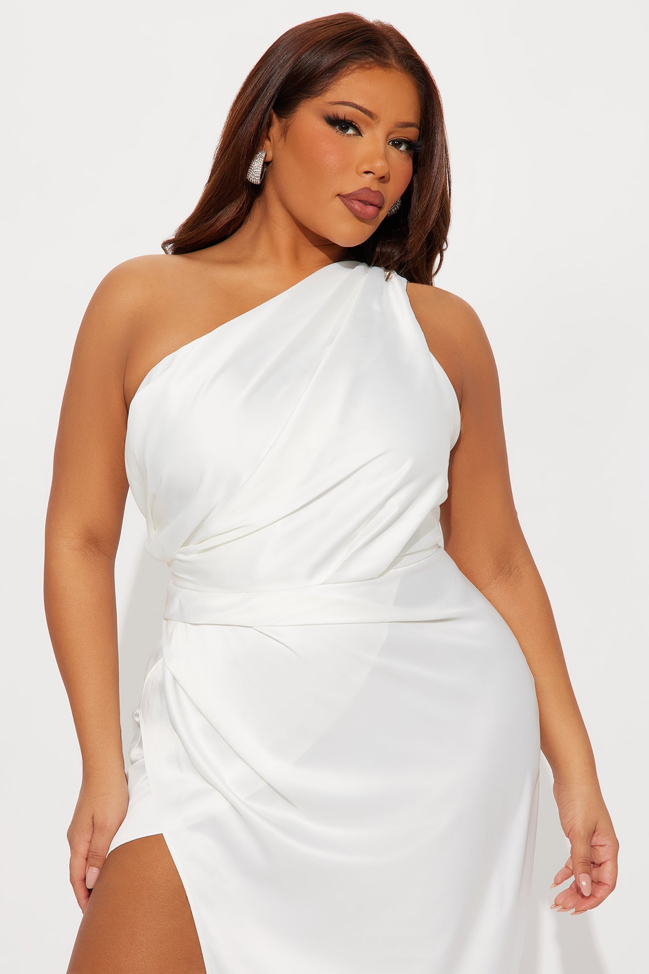 Gracie Satin Maxi Dress - White