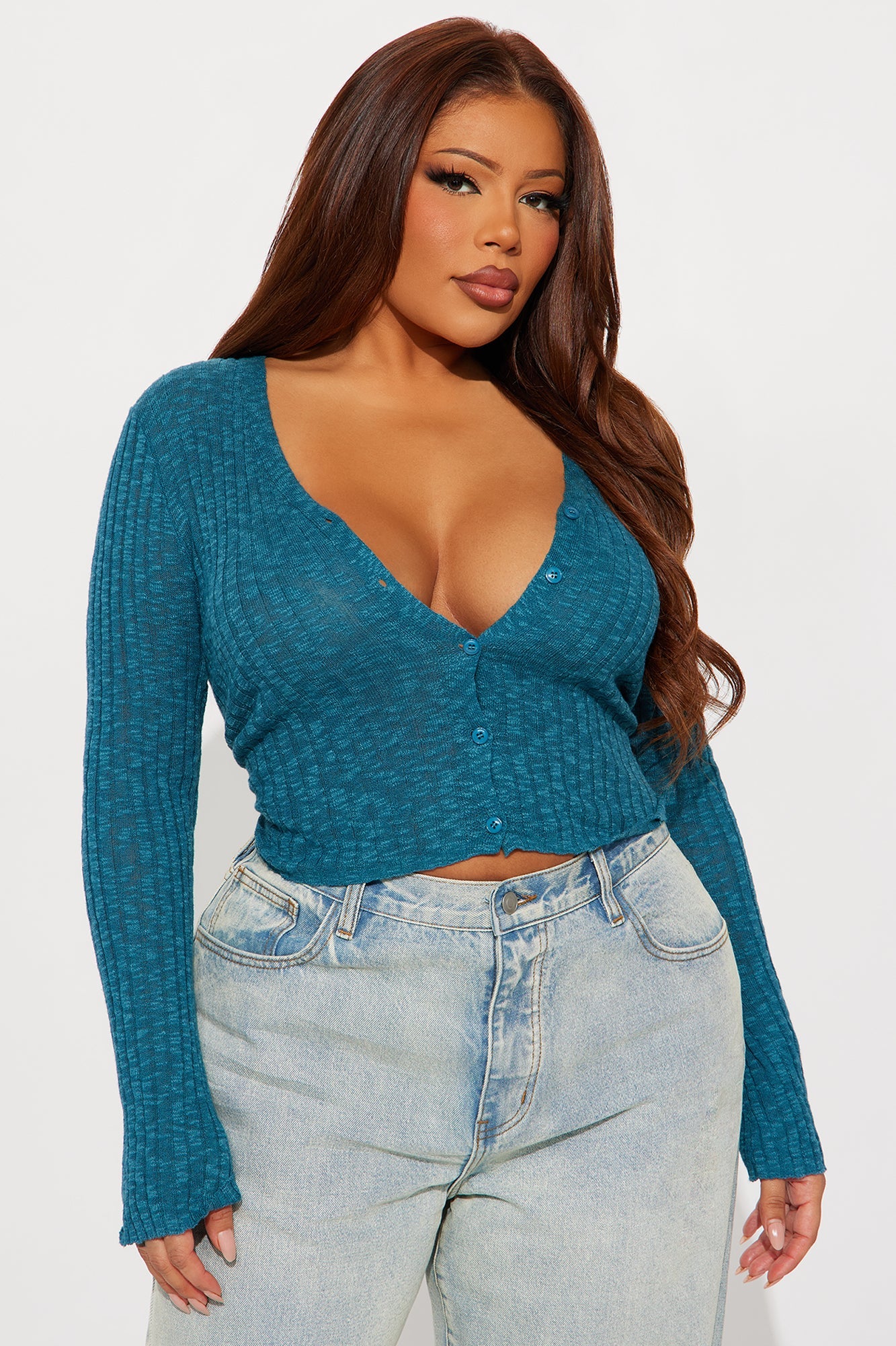 The Joanna Cardigan Top - Teal