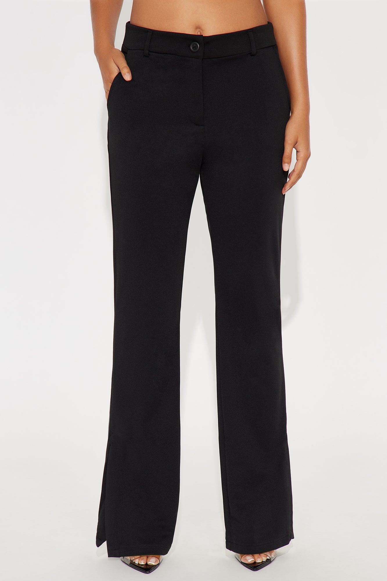 Lynden Crepe Knit Straight Leg Trouser Pant - Black