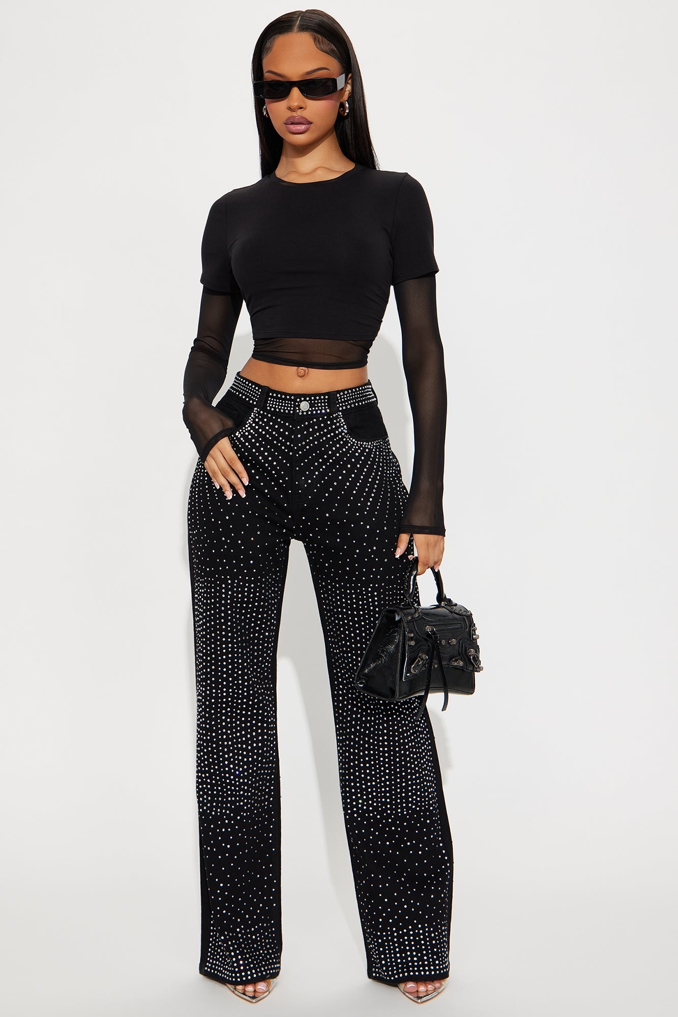 Chasing A Dream Embellished Stretch Straight Leg Jeans - Black