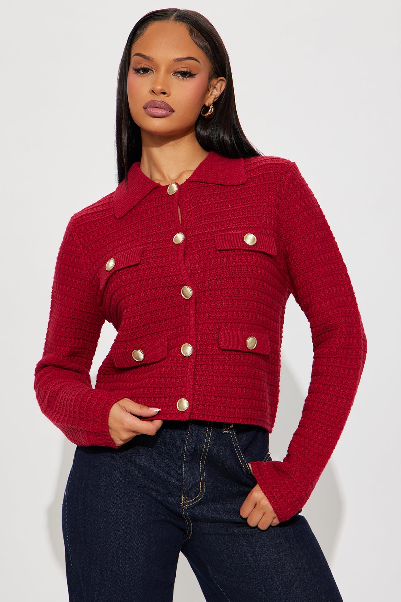 Fill Me In Cardigan - Red
