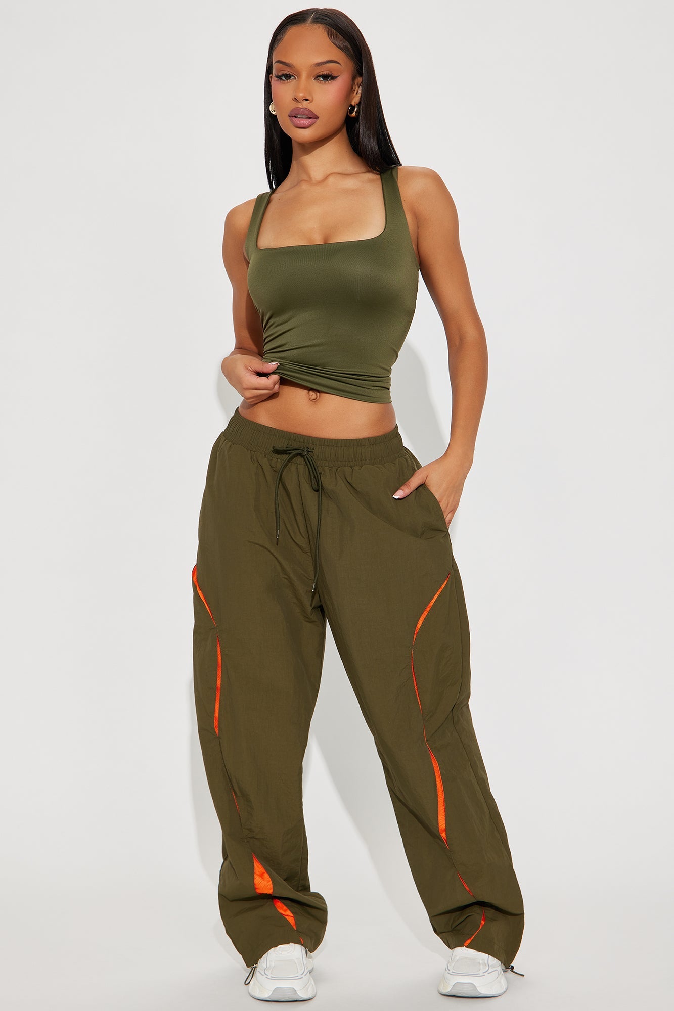 Catch Up To Me Windbreaker Jogger Pant - Olive/combo