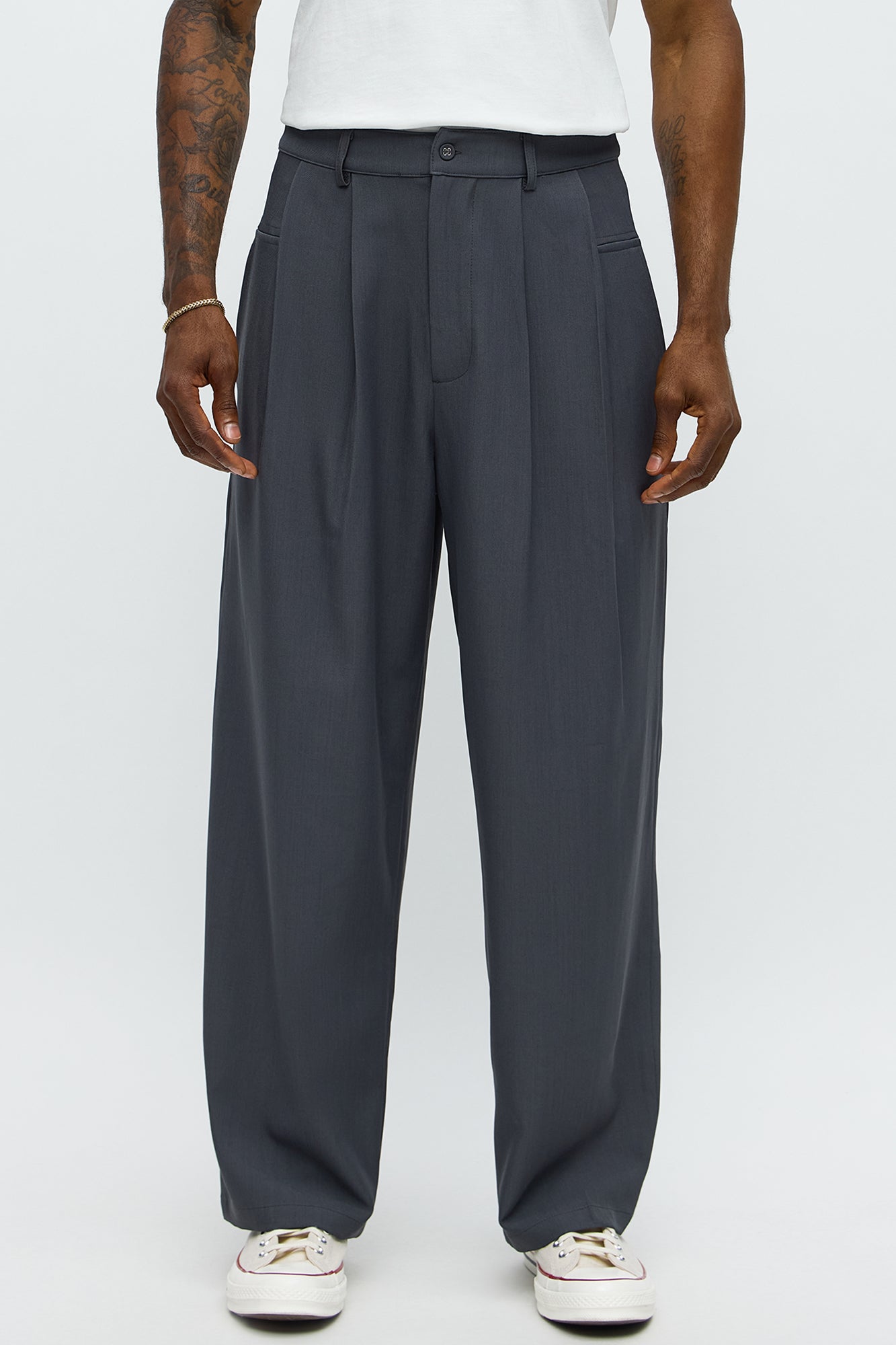 Baggy Pleated Regal Trouser - Charcoal