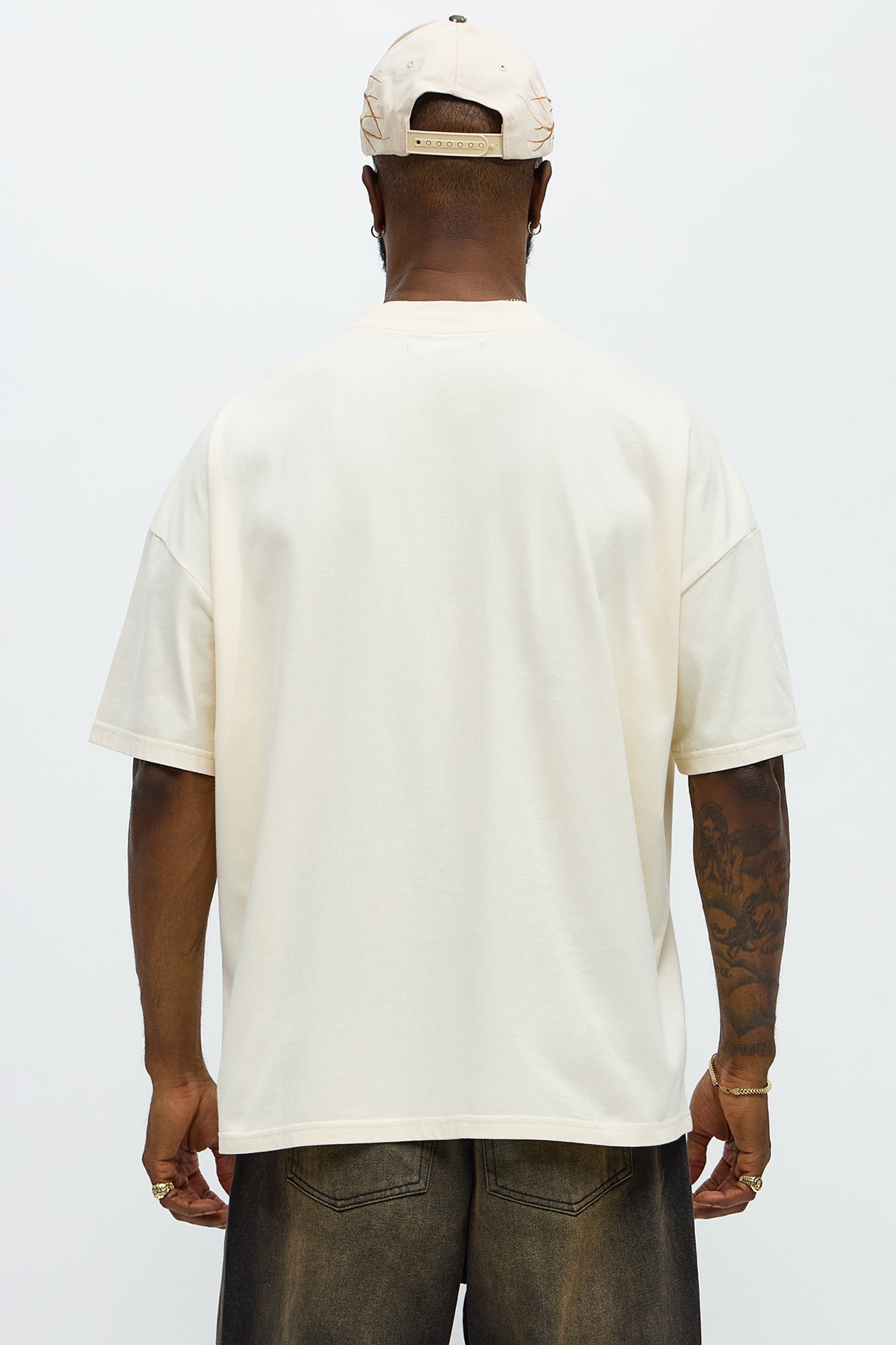 Oversized Mini Embroidery Heavy Weight Boxy tee - Cream