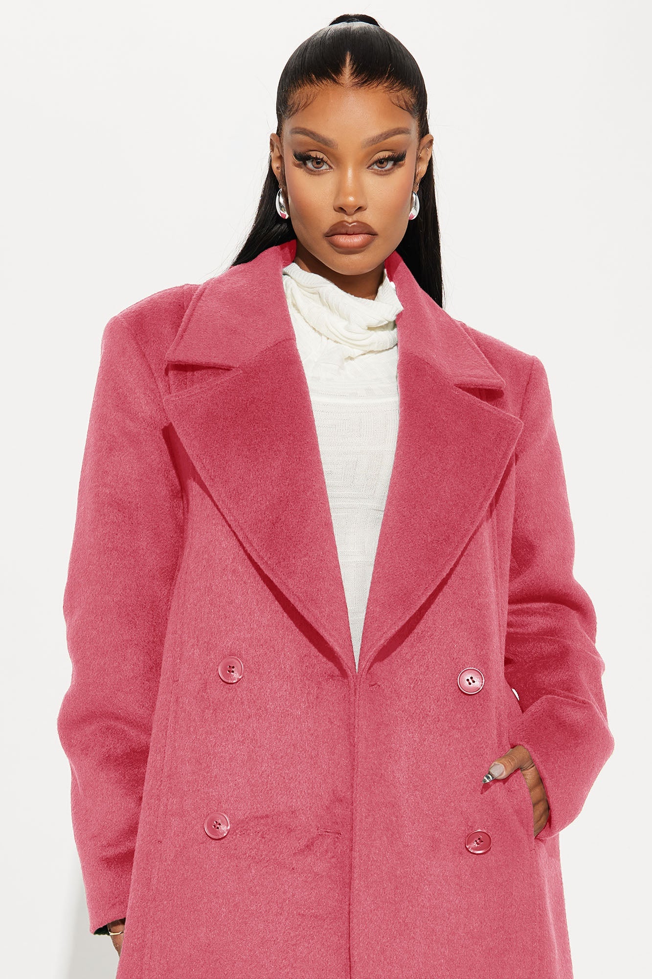 Melonie Wool Trench Coat - Bubblegum Pink