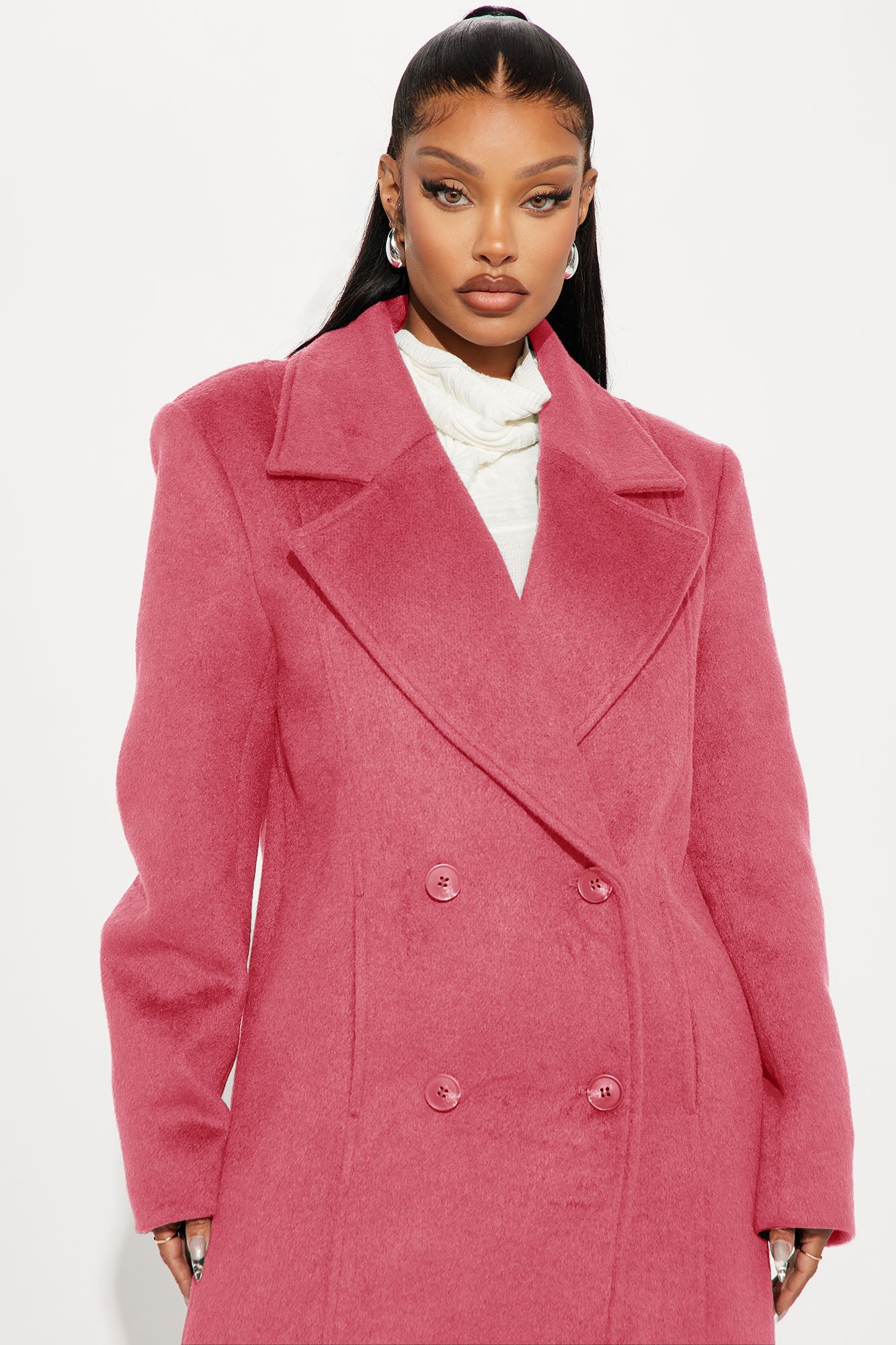 Melonie Wool Trench Coat - Bubblegum Pink