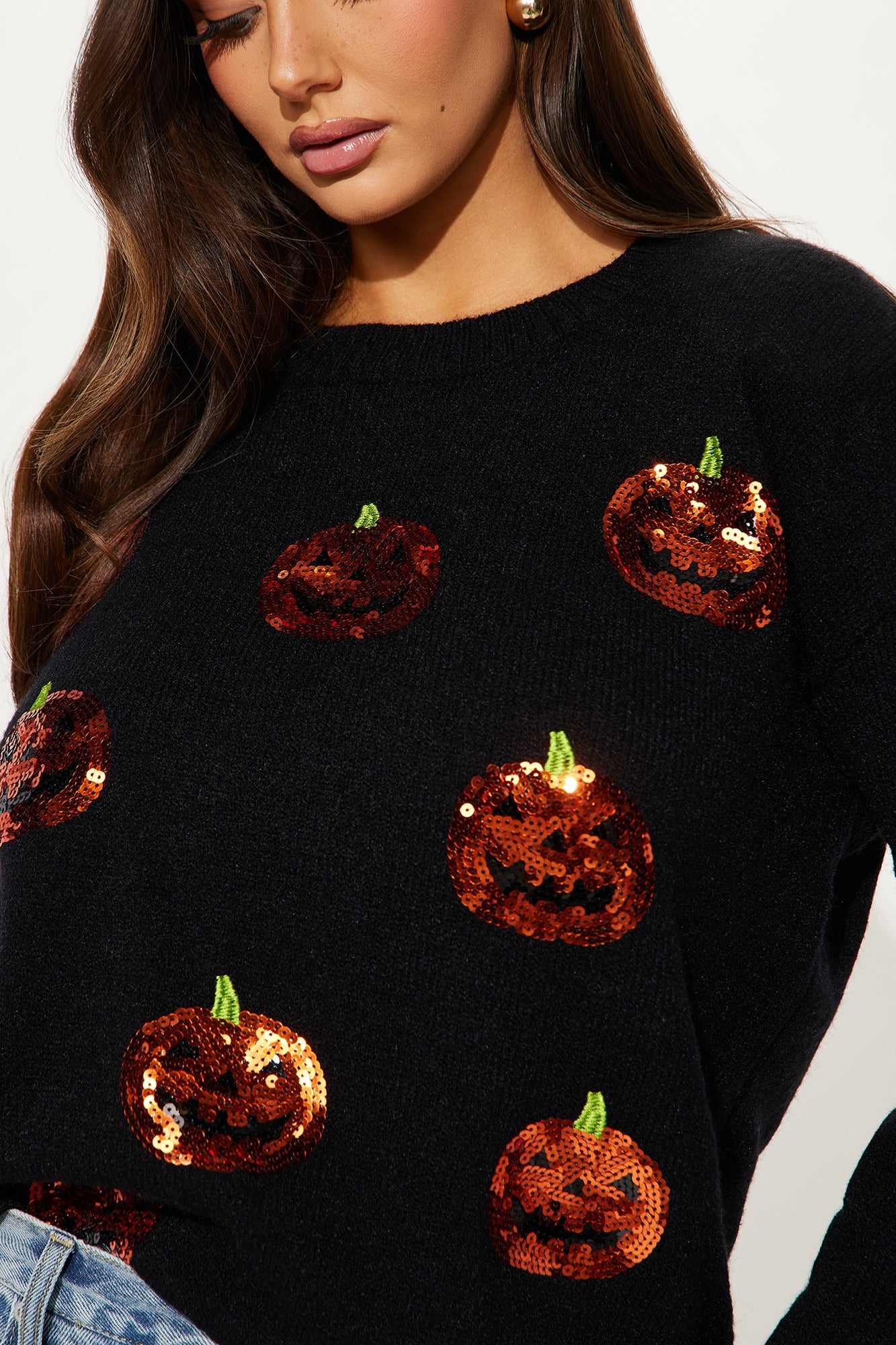 Pumpkin Queen Sequin Sweater - Black/combo