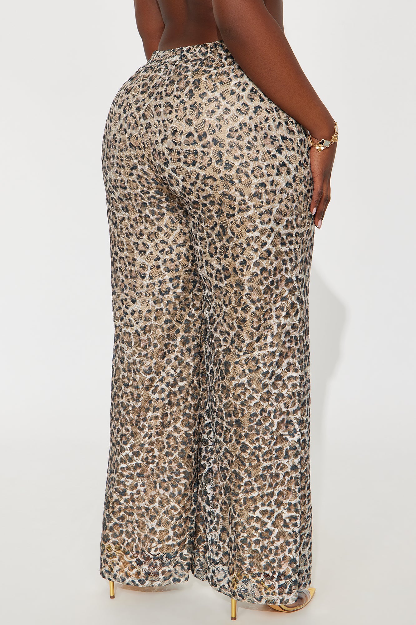 Locked In Leopard Lace Wide Leg Pant 33″ - Leopard